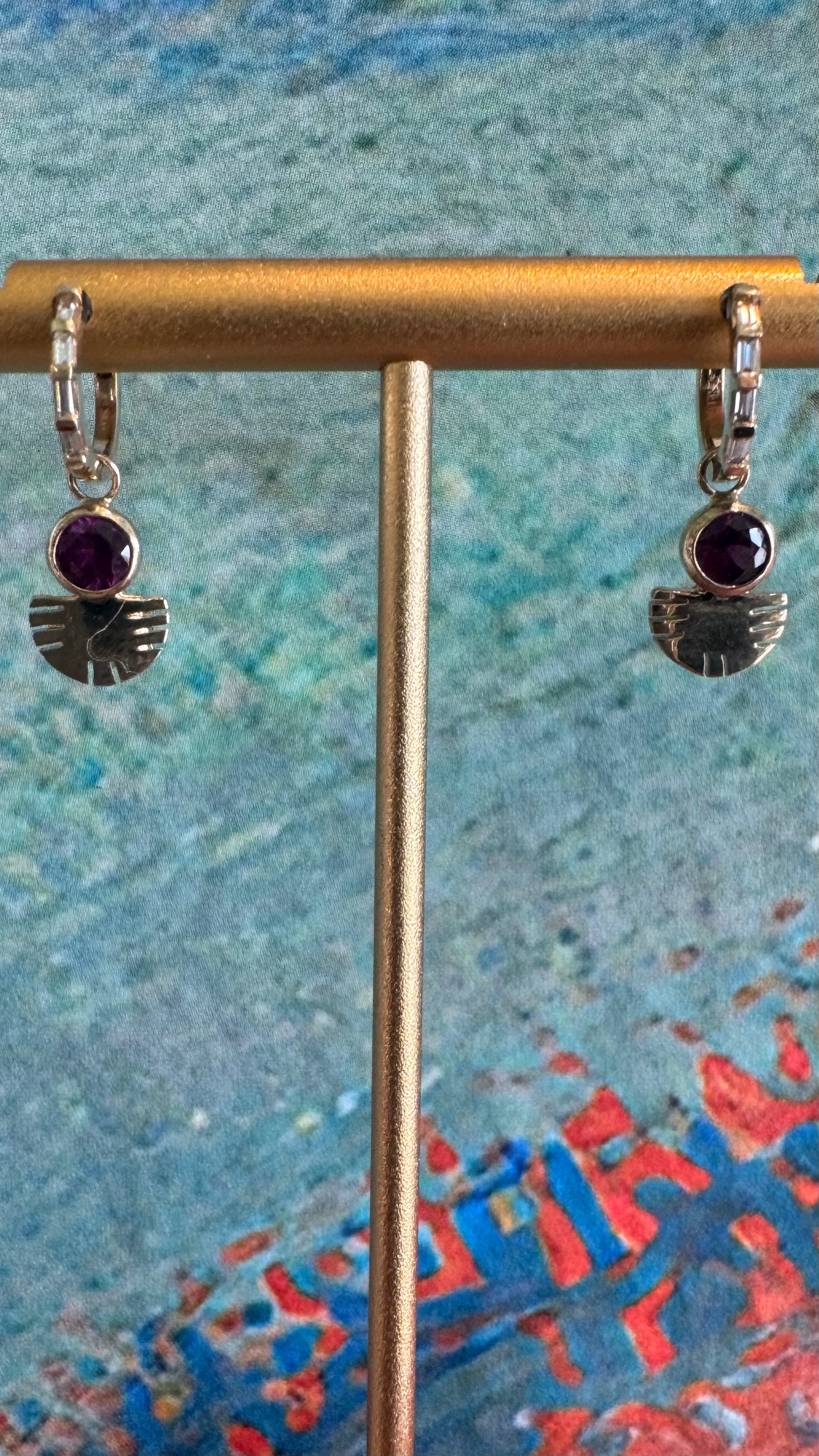 Aquilla Red Garnet Diamond Hoop Earring by Young In The Mountains