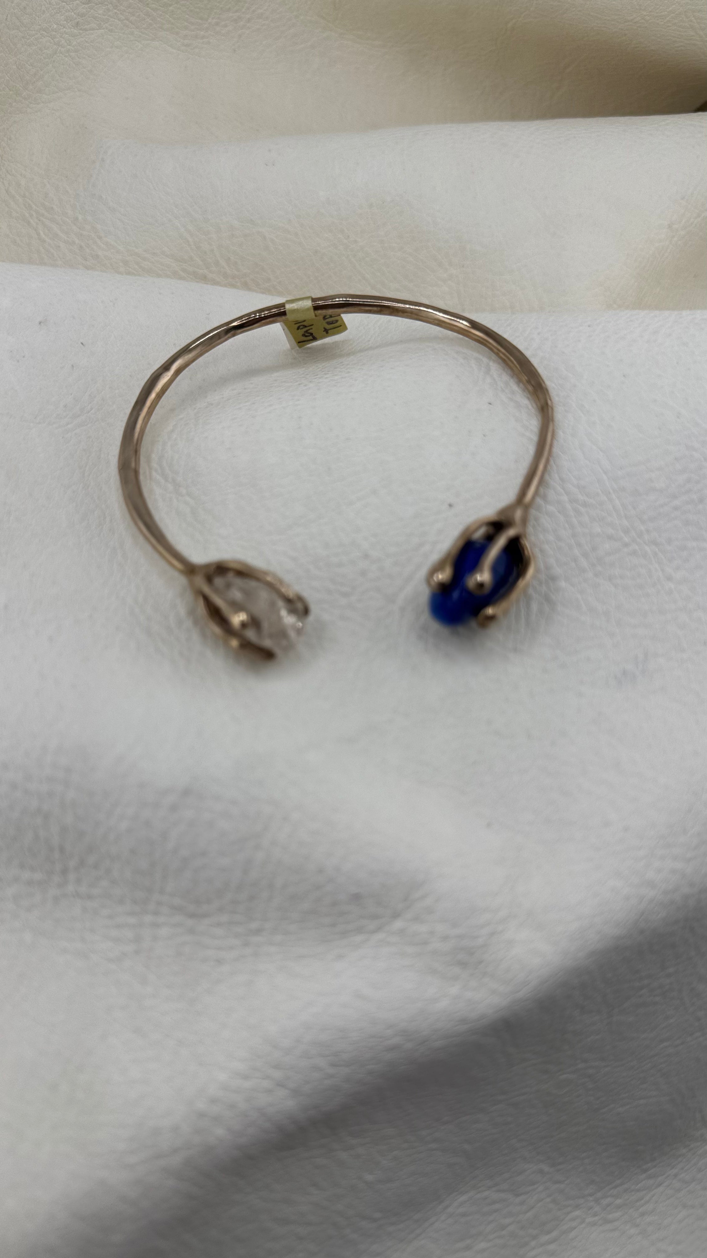 Lapis + Topaz Bronze Claw Bracelet by Carina Schott