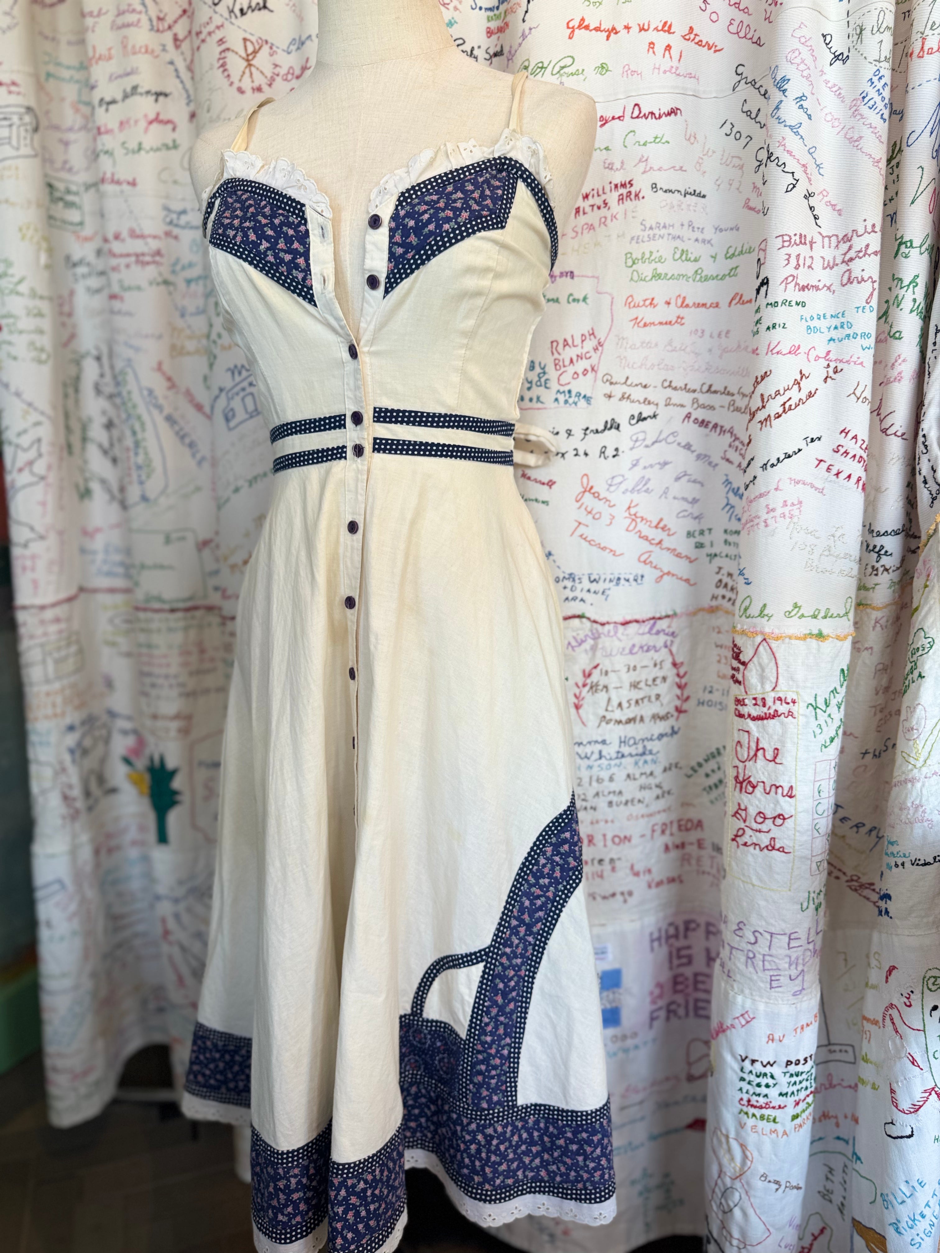 Eyelet & Blue Polka Dot Sundress
