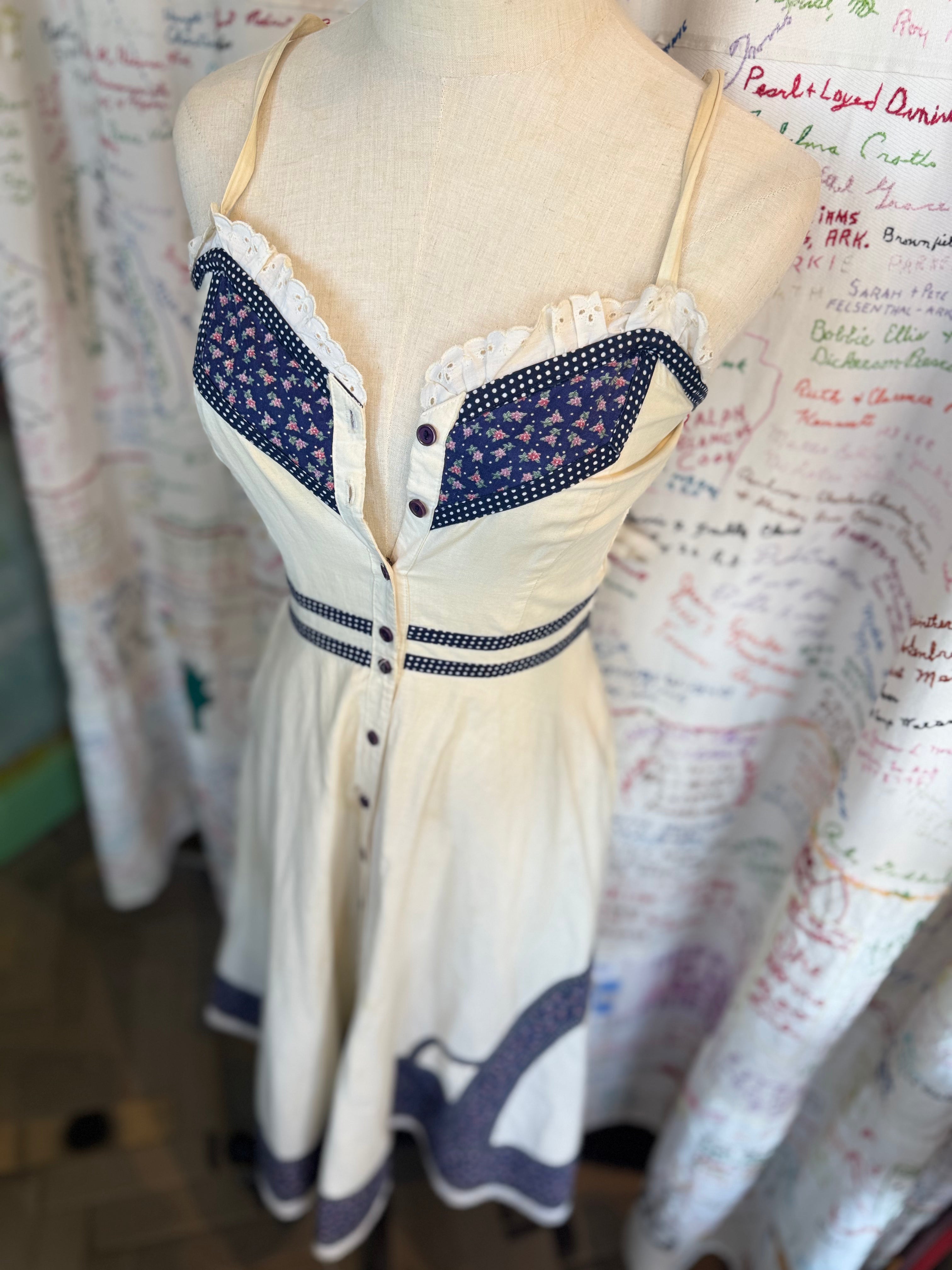 Eyelet & Blue Polka Dot Sundress