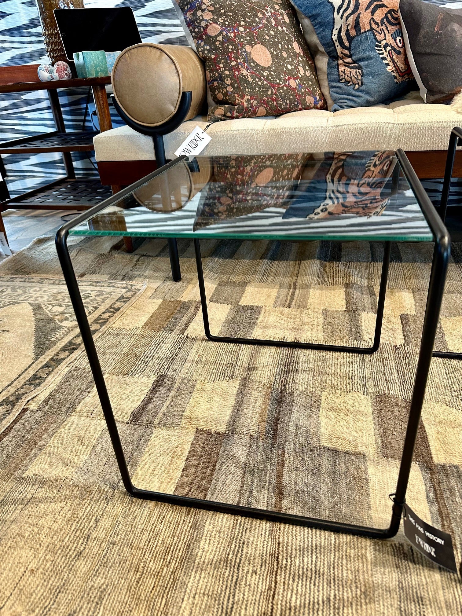 Mid Century Modern Iron & Glass Nesting Tables Set of 3