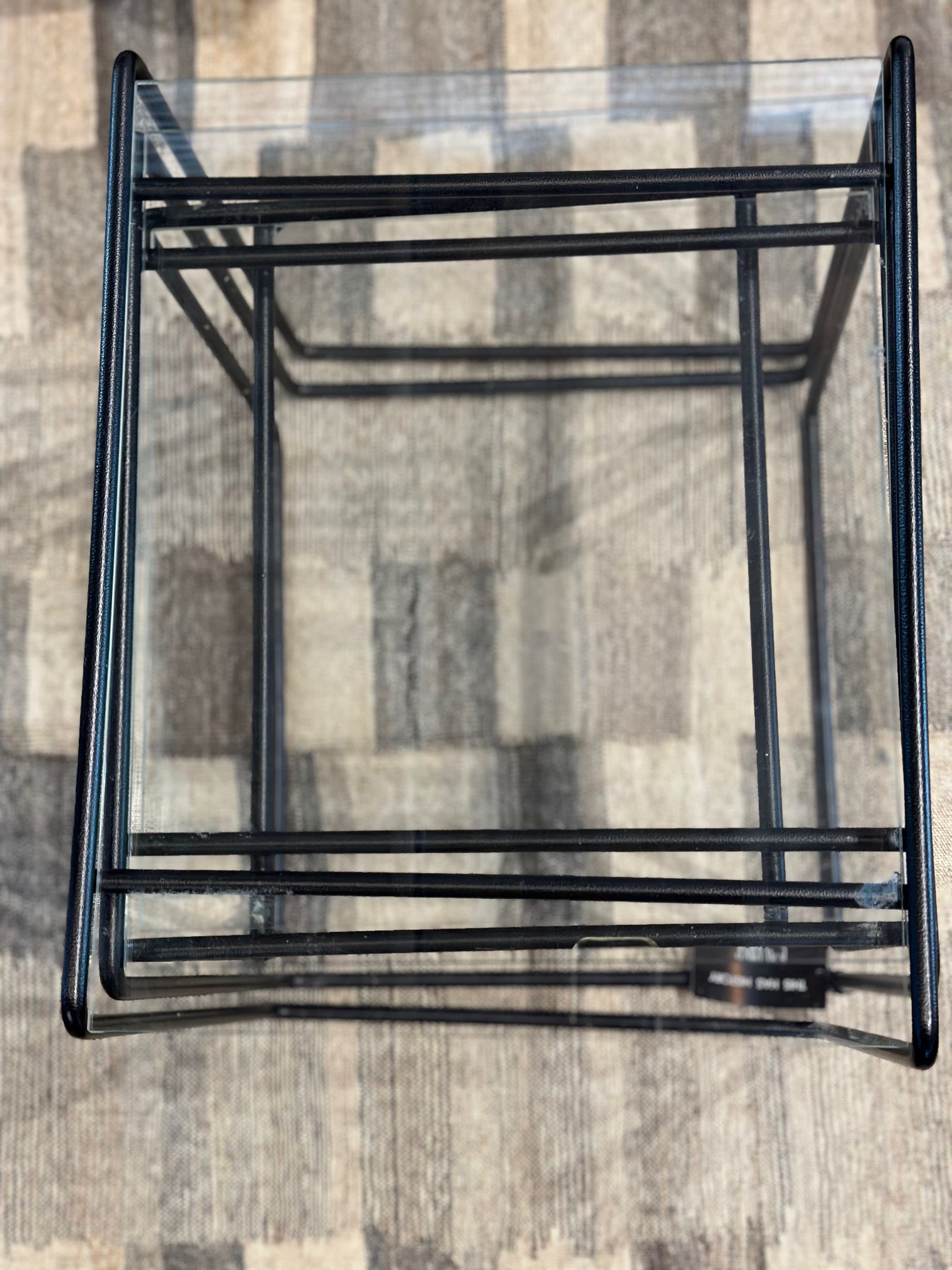 Mid Century Modern Iron & Glass Nesting Tables Set of 3