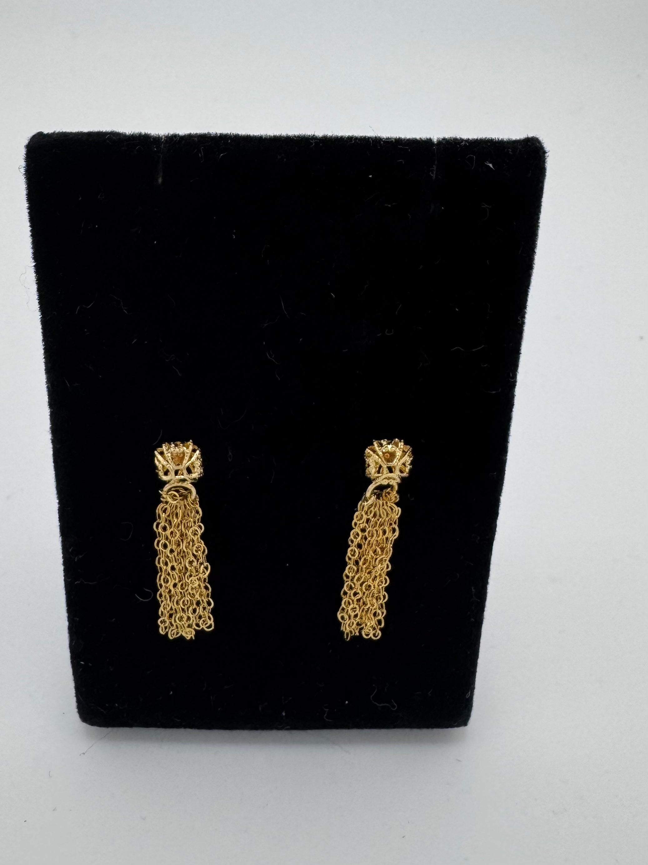 Dangling Diamond Cut Stud 14k Earrings