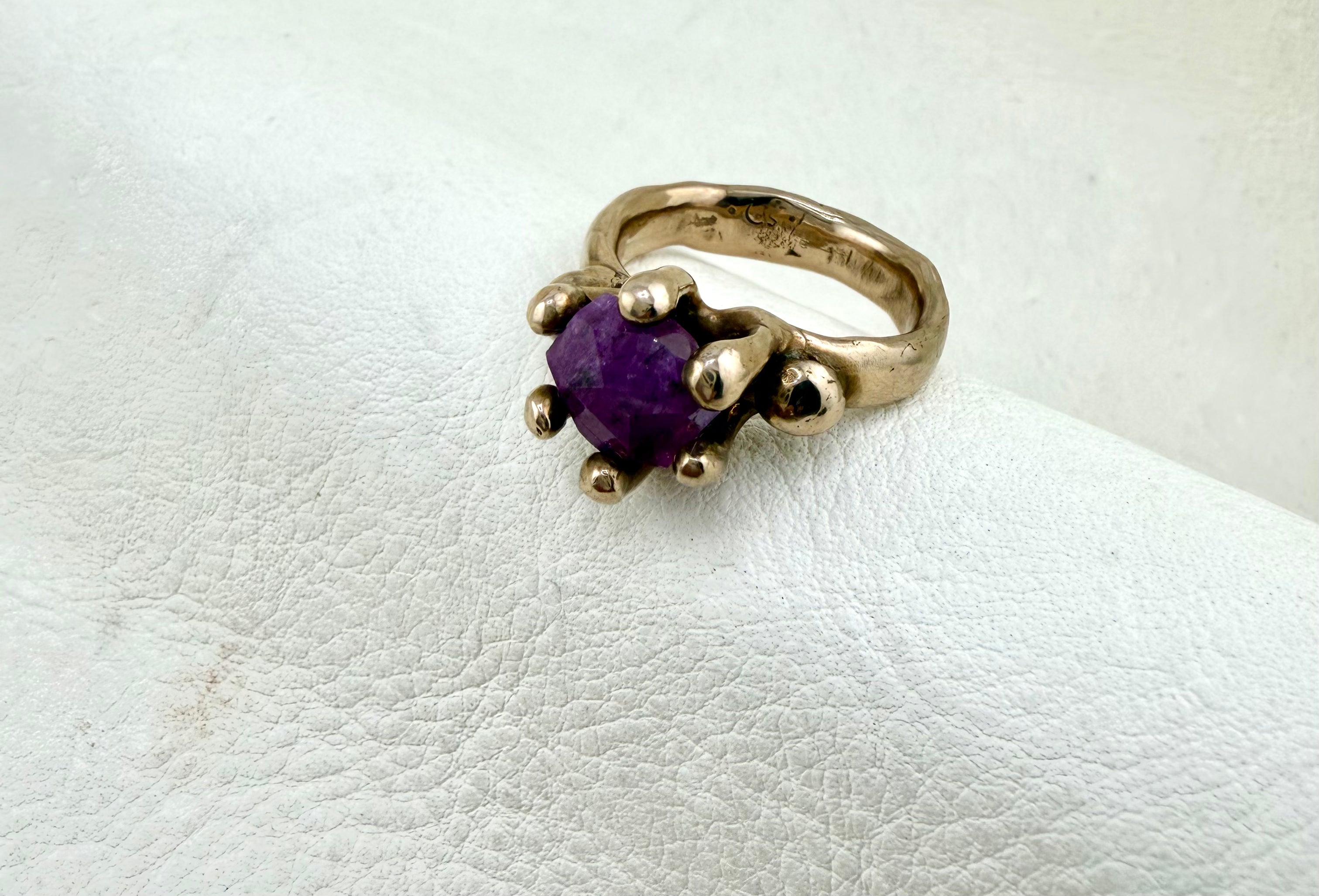 Ruby Ring Cast in Bronze by Carina Schott