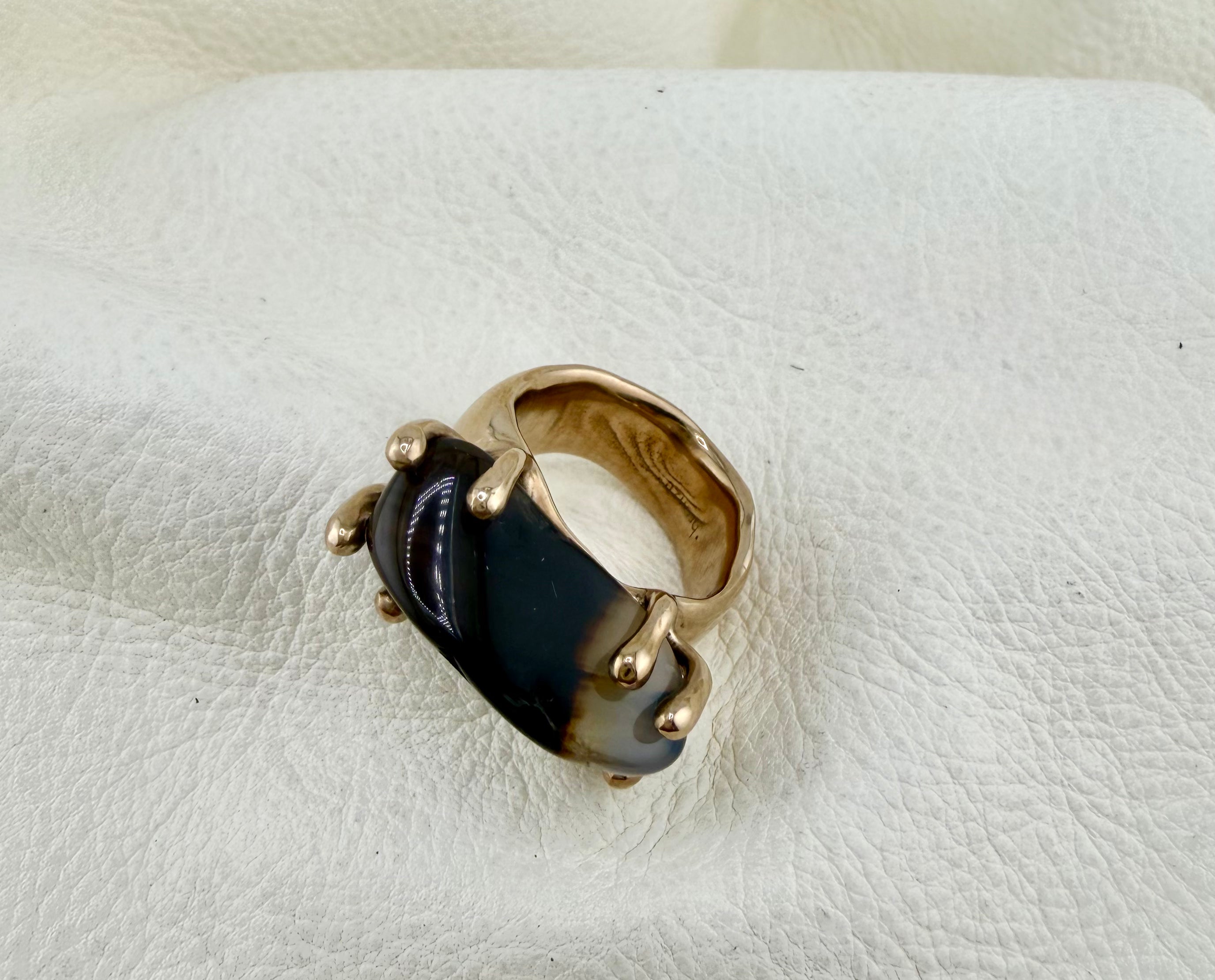 Montana Agate Ring Cast in Bronze by Carina Schott