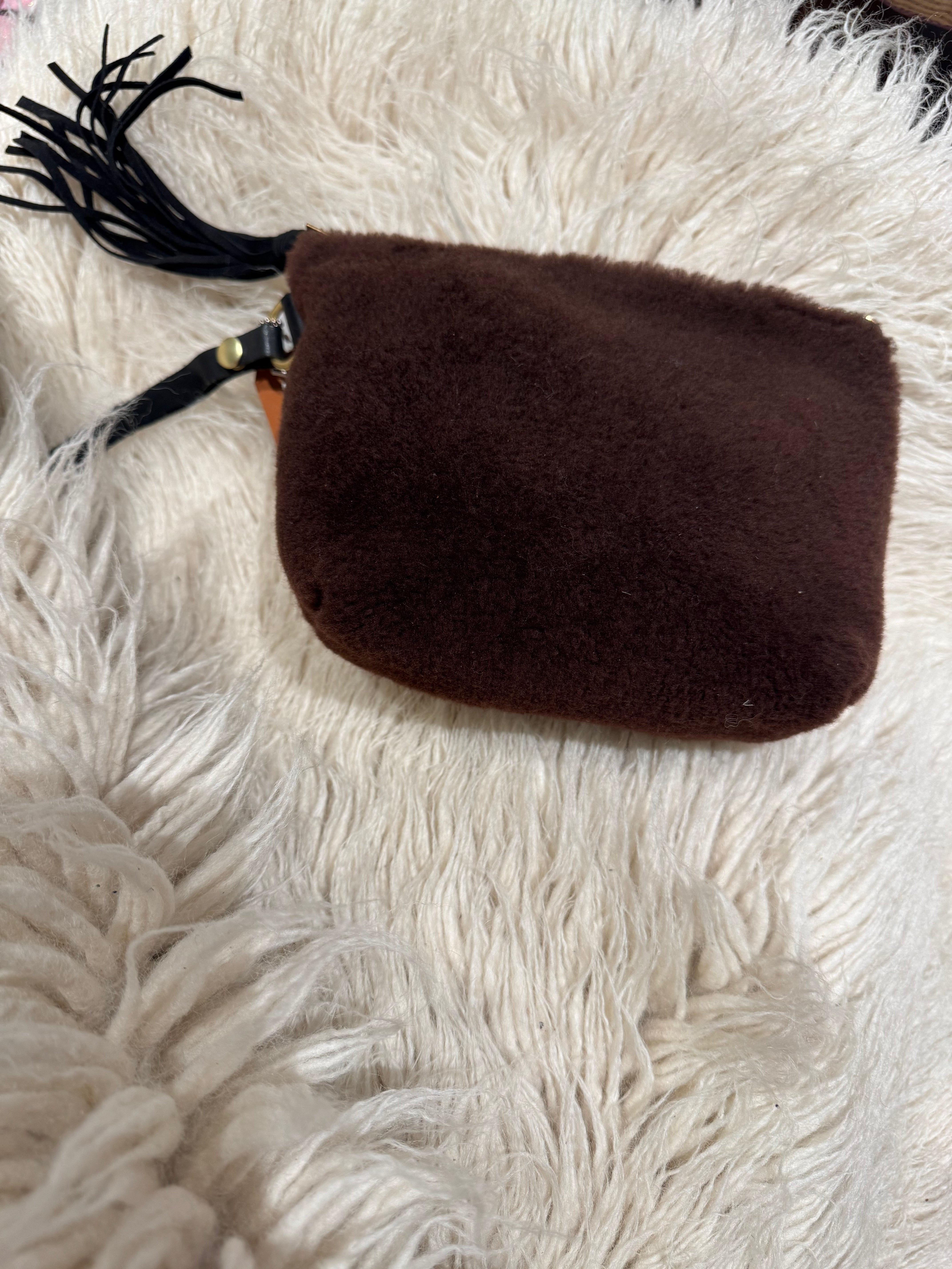 by elke Shearling Pouch-Wine