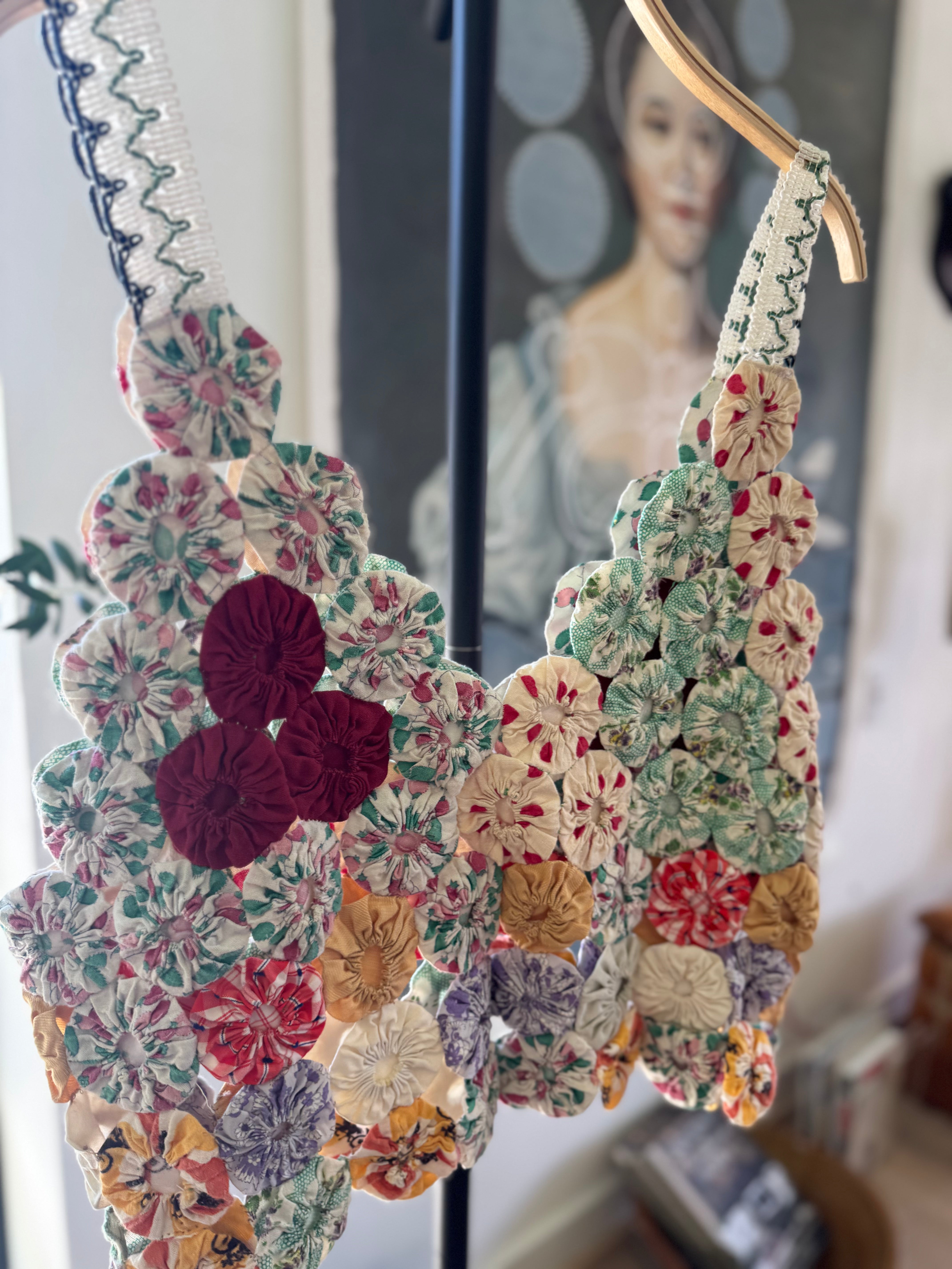 Yo-Yo Quilt V- Neckline Top by Little Pond Love