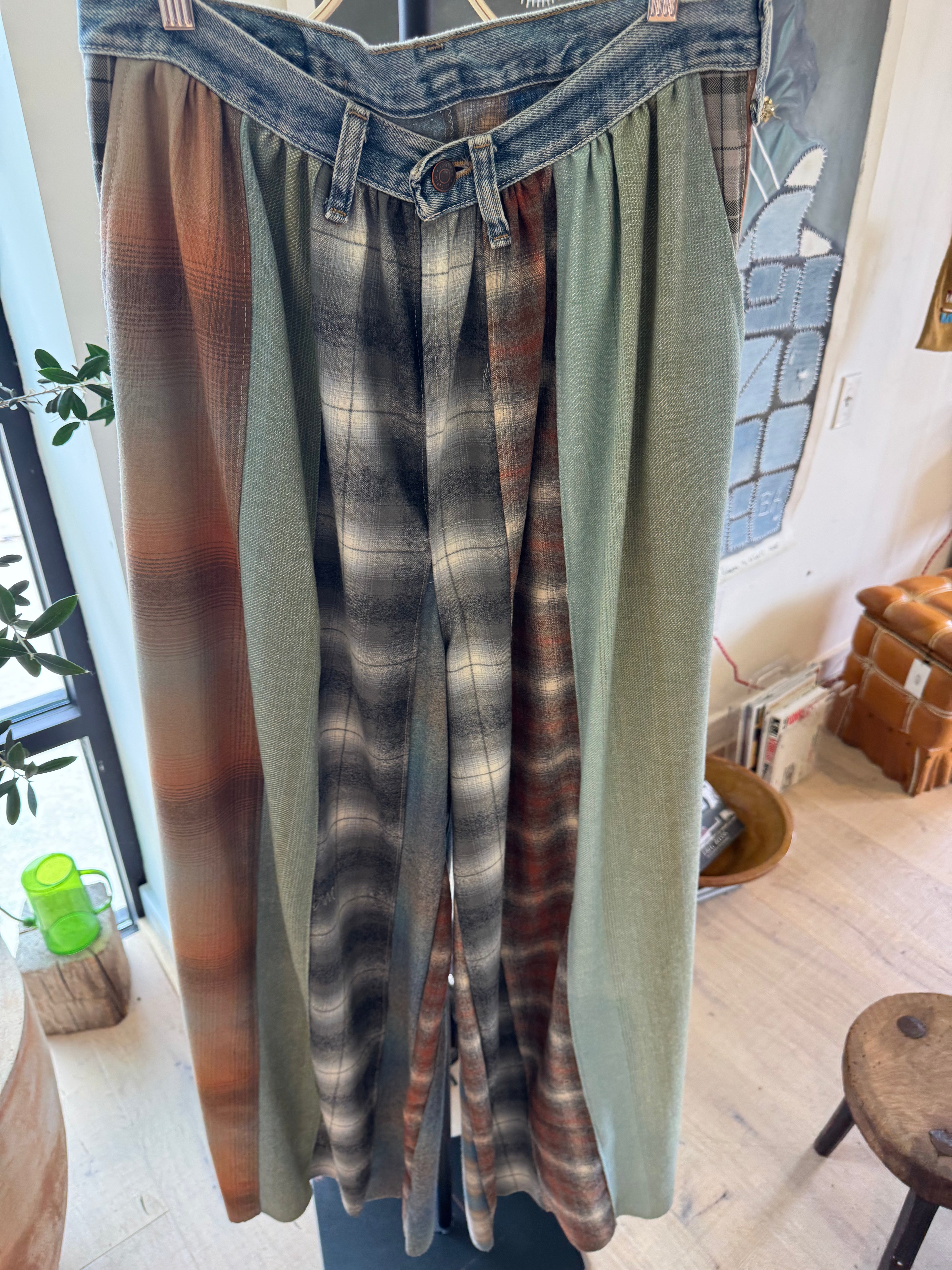 Plaid Patchwork Pants Mint & Orange by Little Pond Love