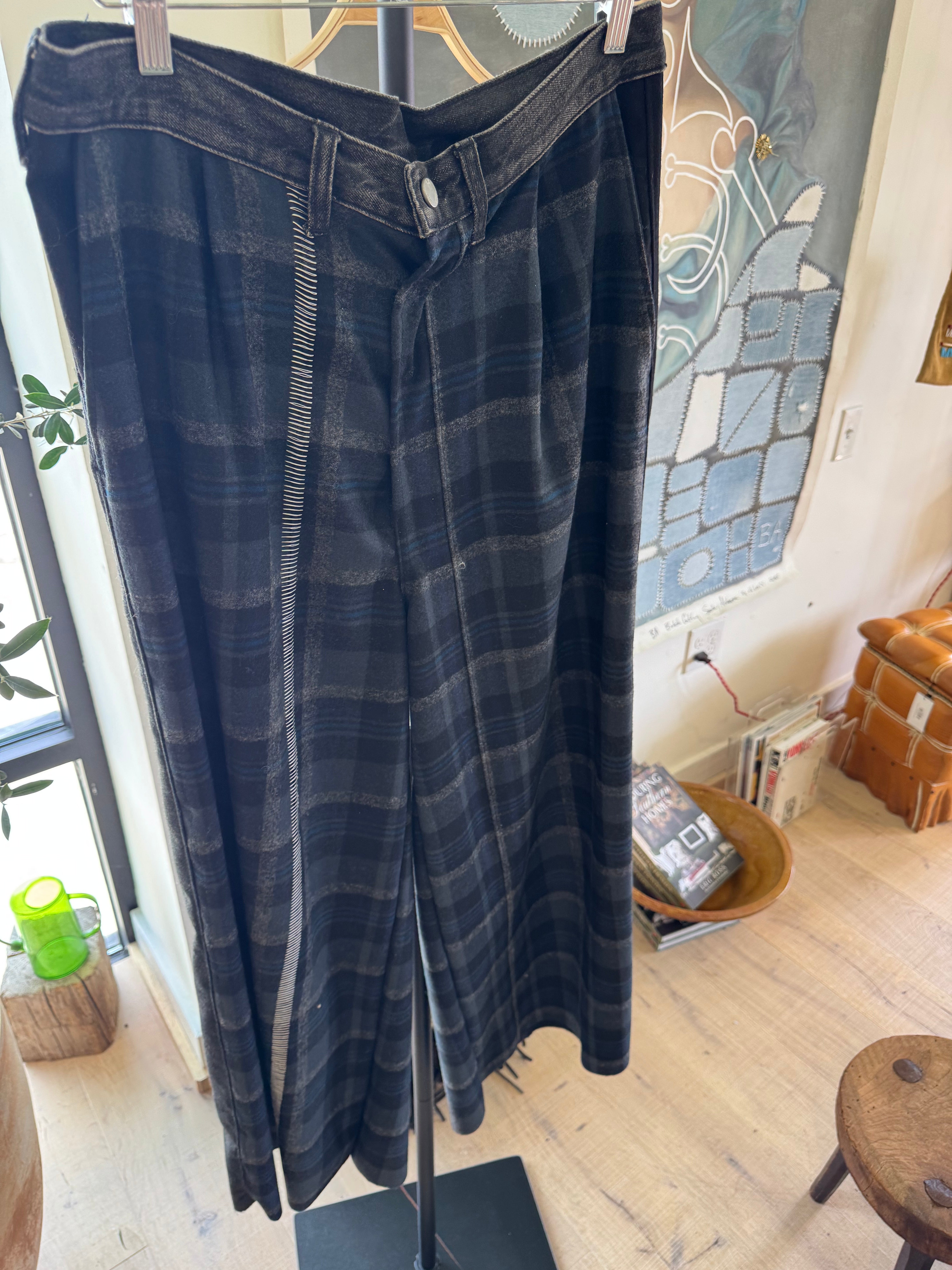 Plaid Patchwork Pants Black by Little Pond Love