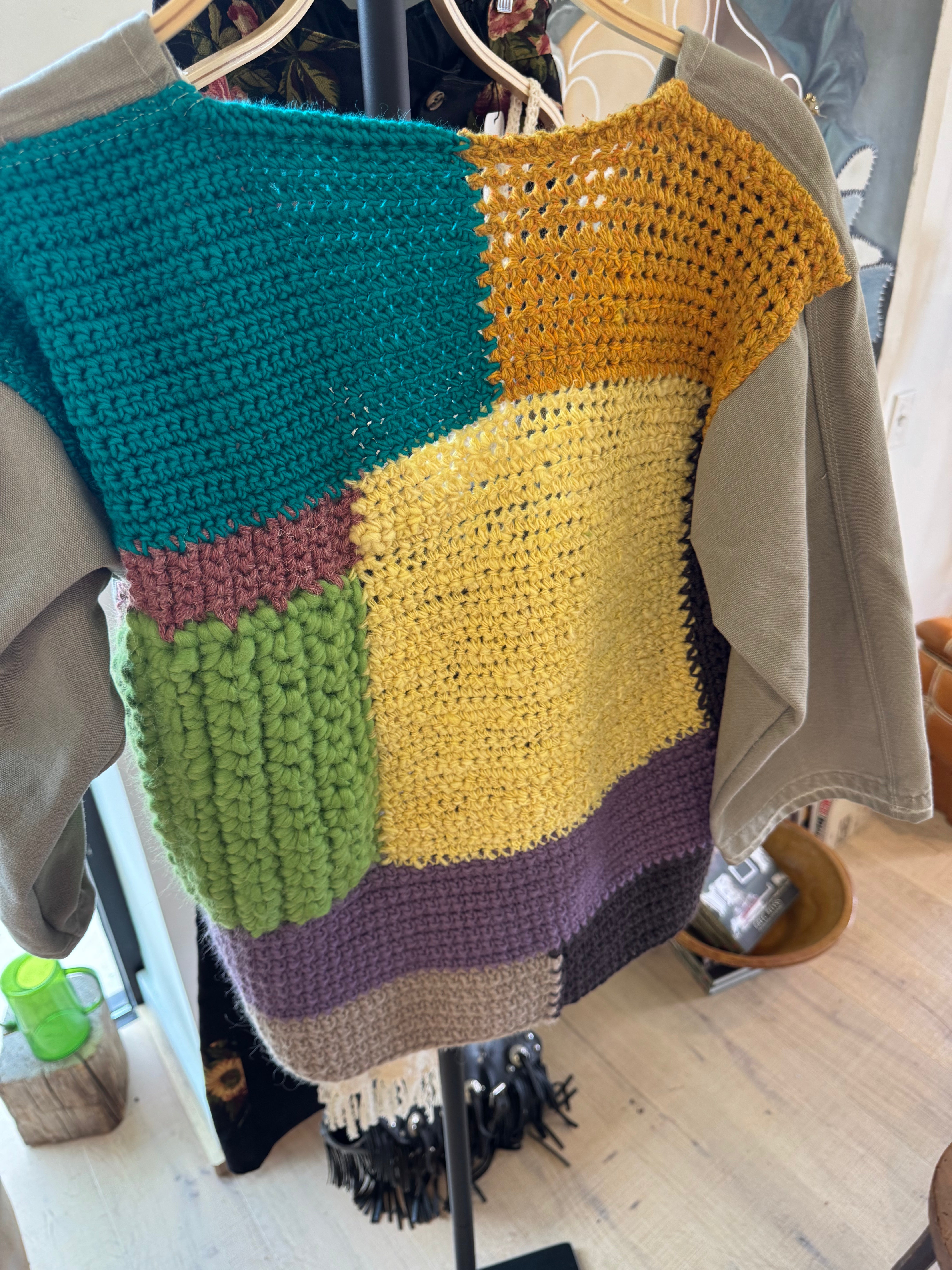 Crochet Back Panel & Carhartt Upcycled Jacket by Little Pond Love