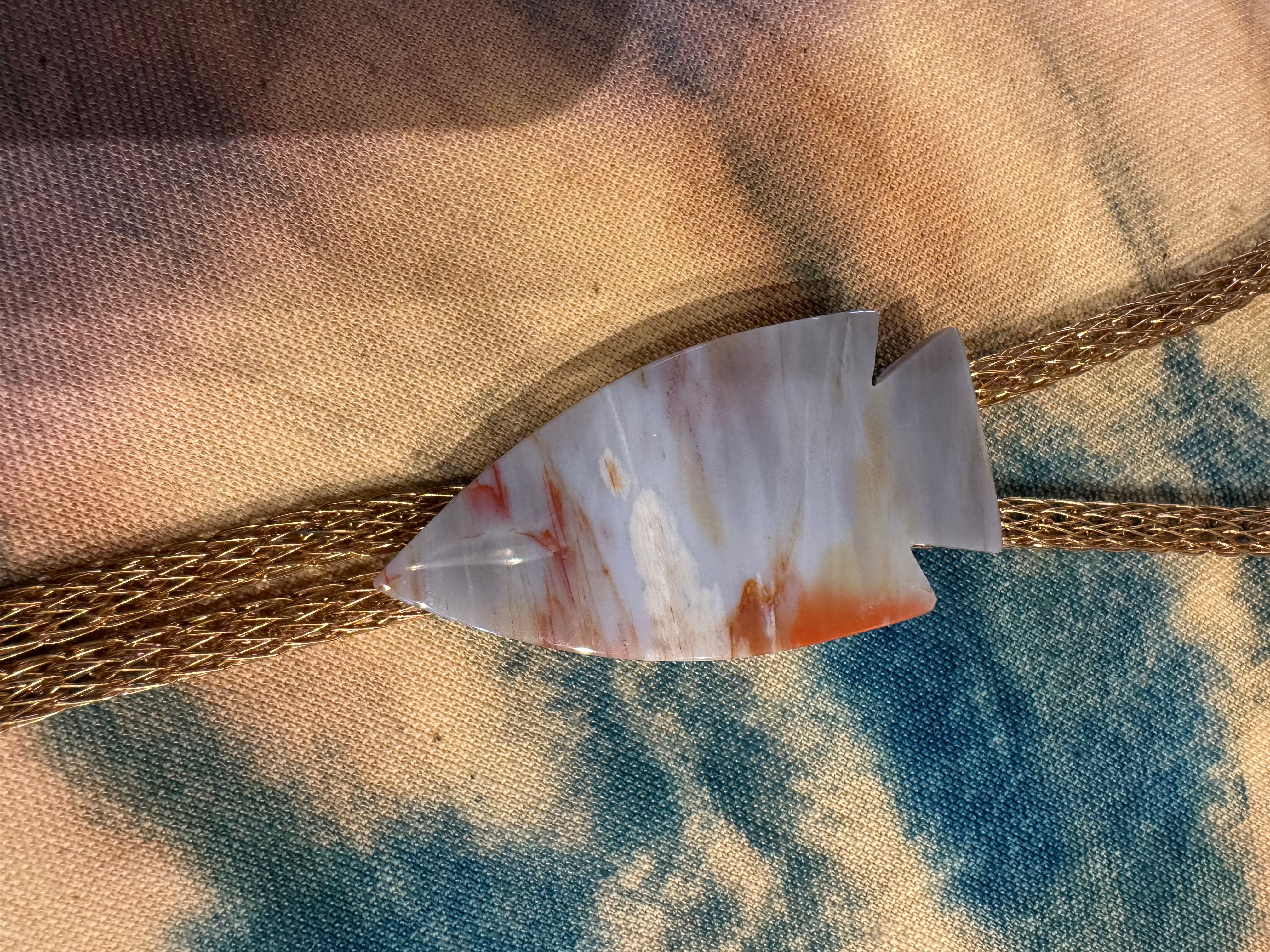 Sunset Agate Arrowhead Bolo Tie