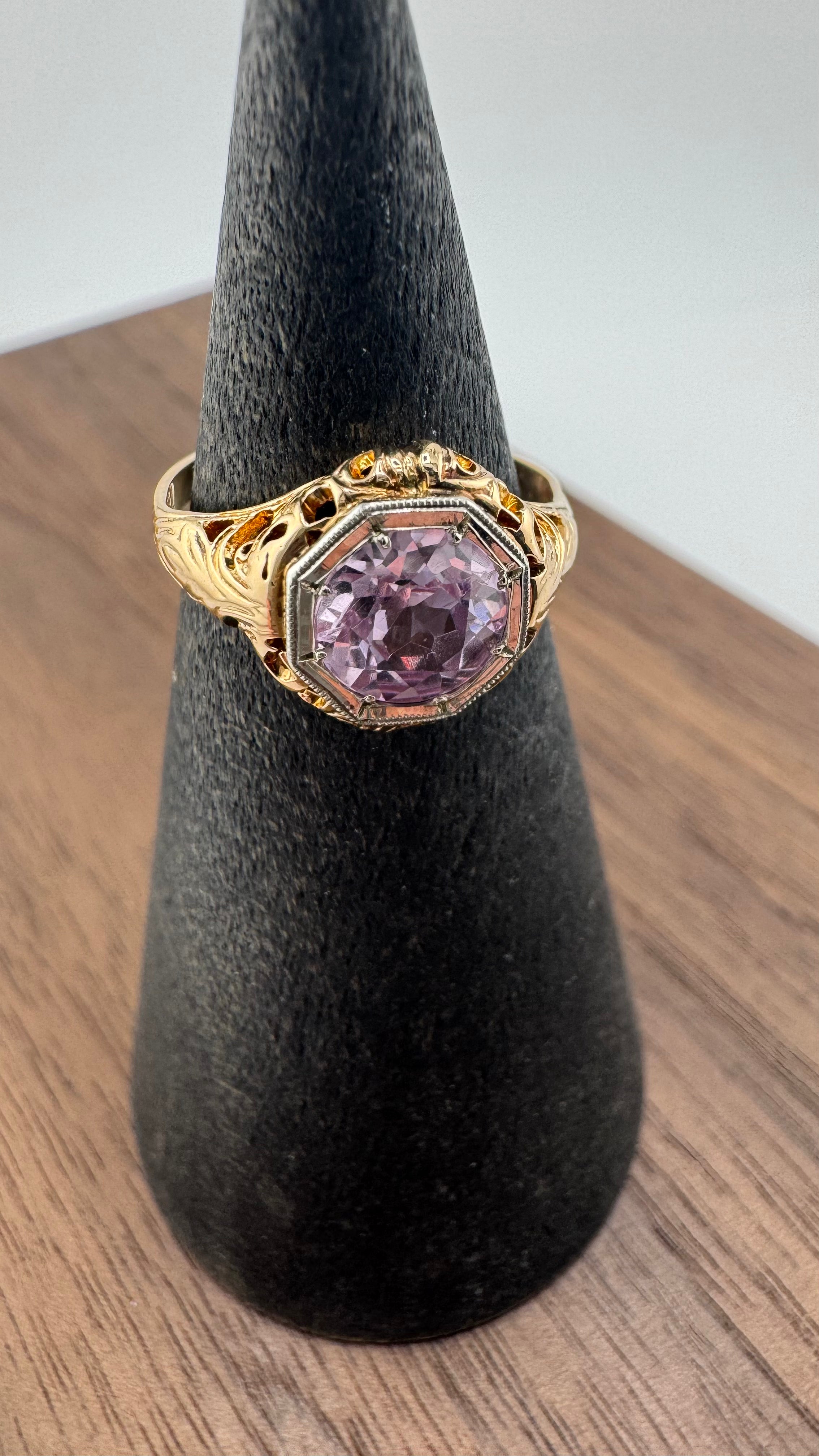 Diamond Cut Pink Sapphire Ring