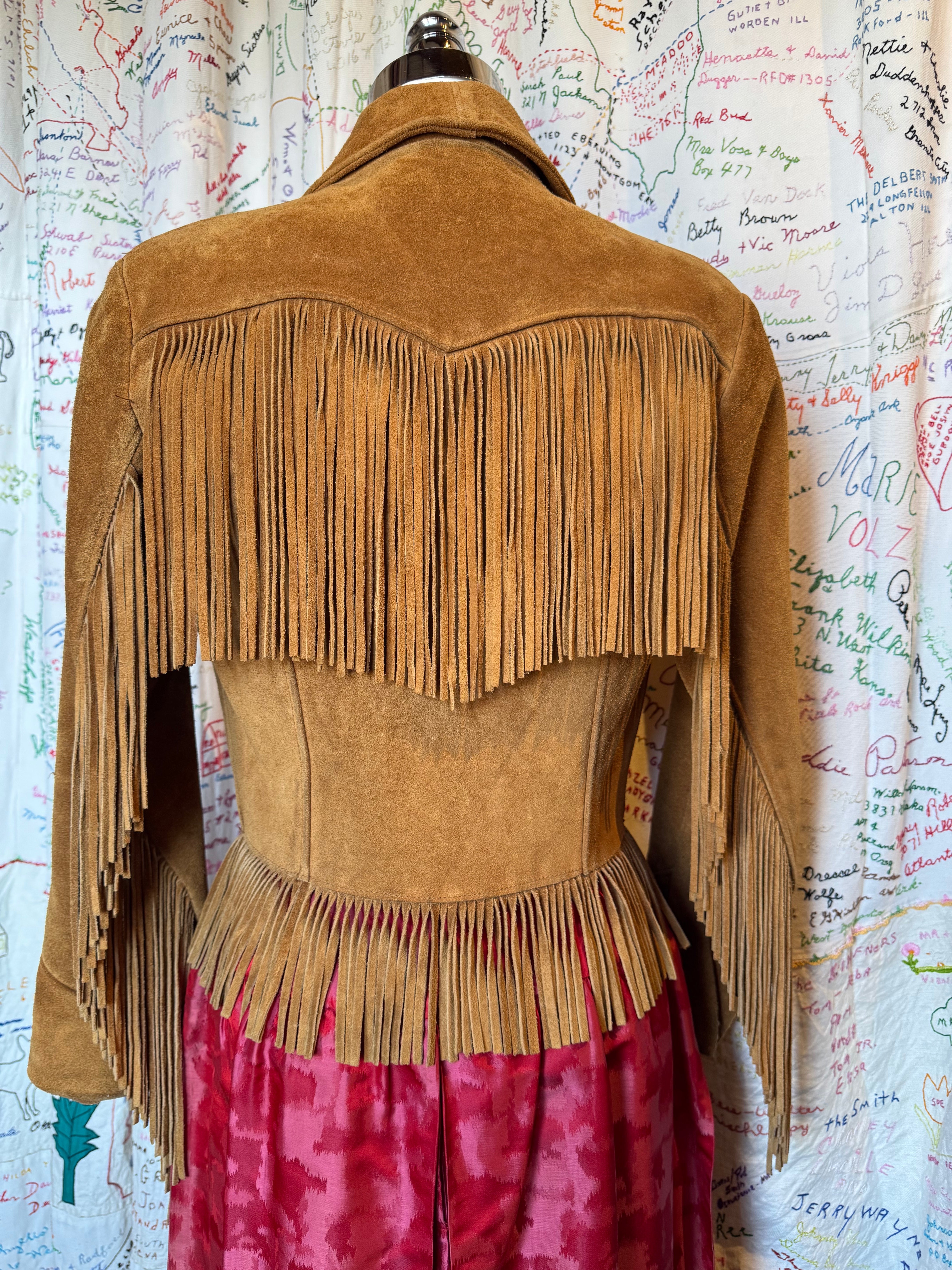 Schott cropped suede fringe jacket