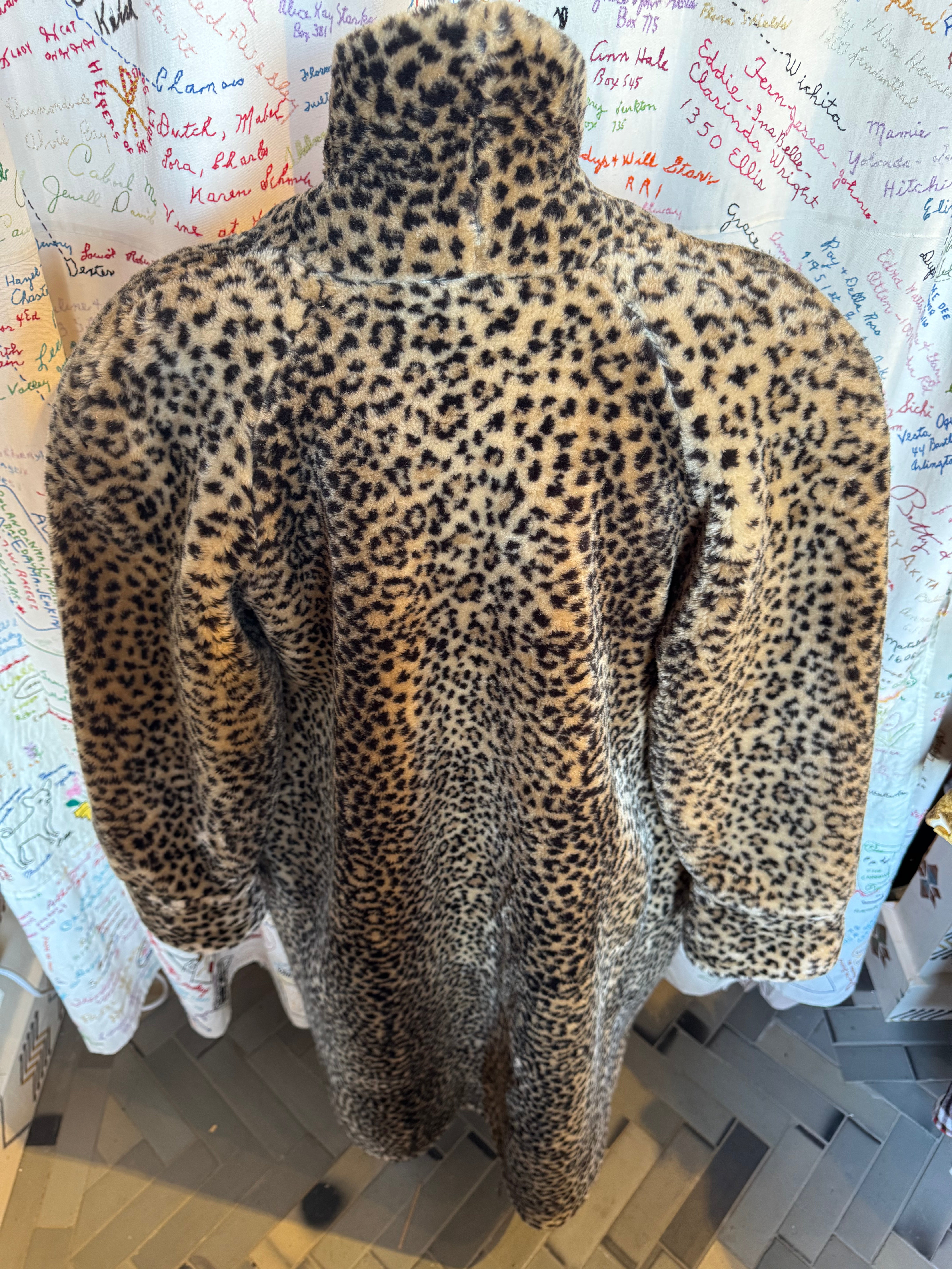 Monterey Fashions Leopard Faux Fur Maxi Coat