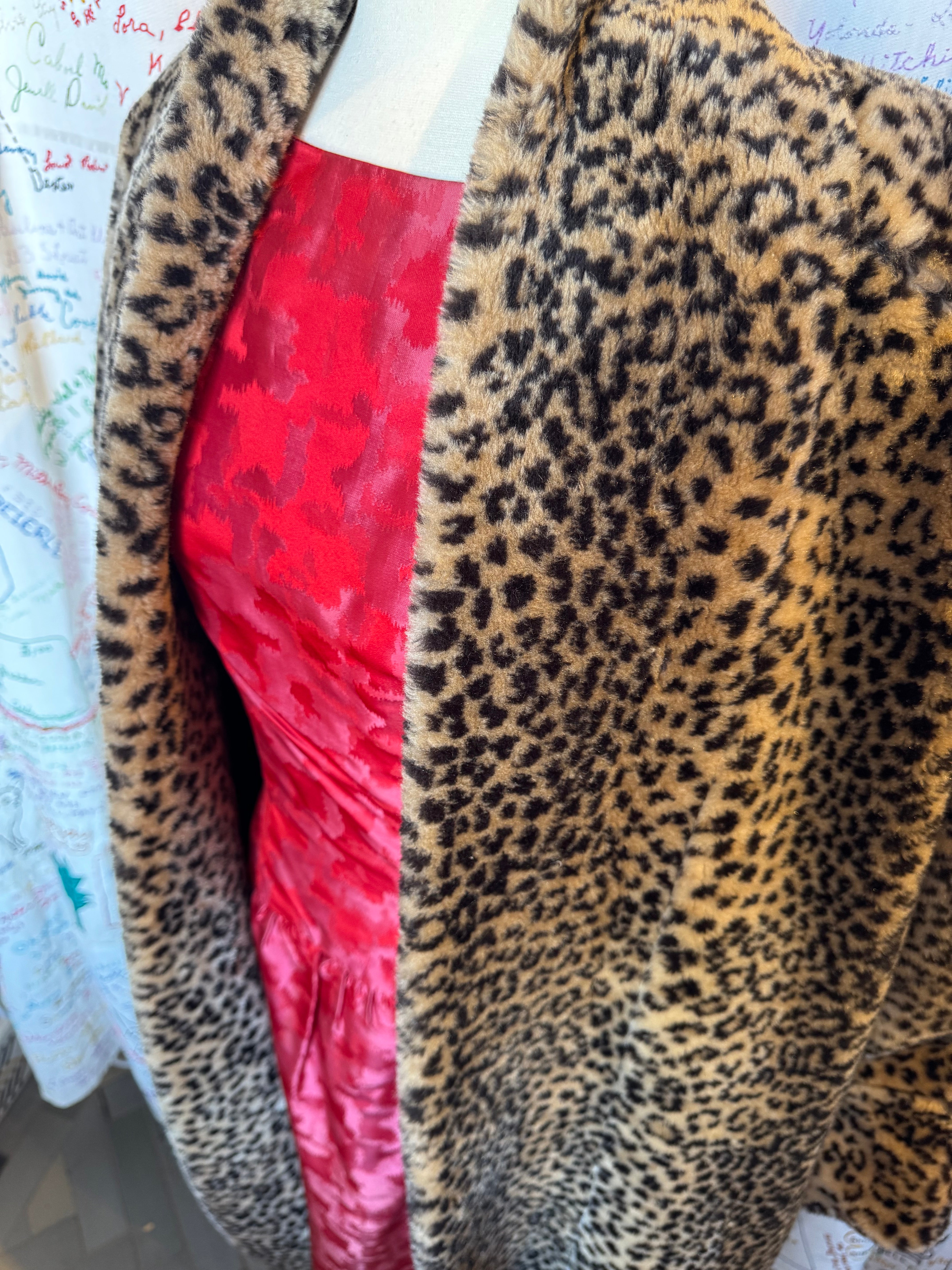 Monterey Fashions Leopard Faux Fur Maxi Coat