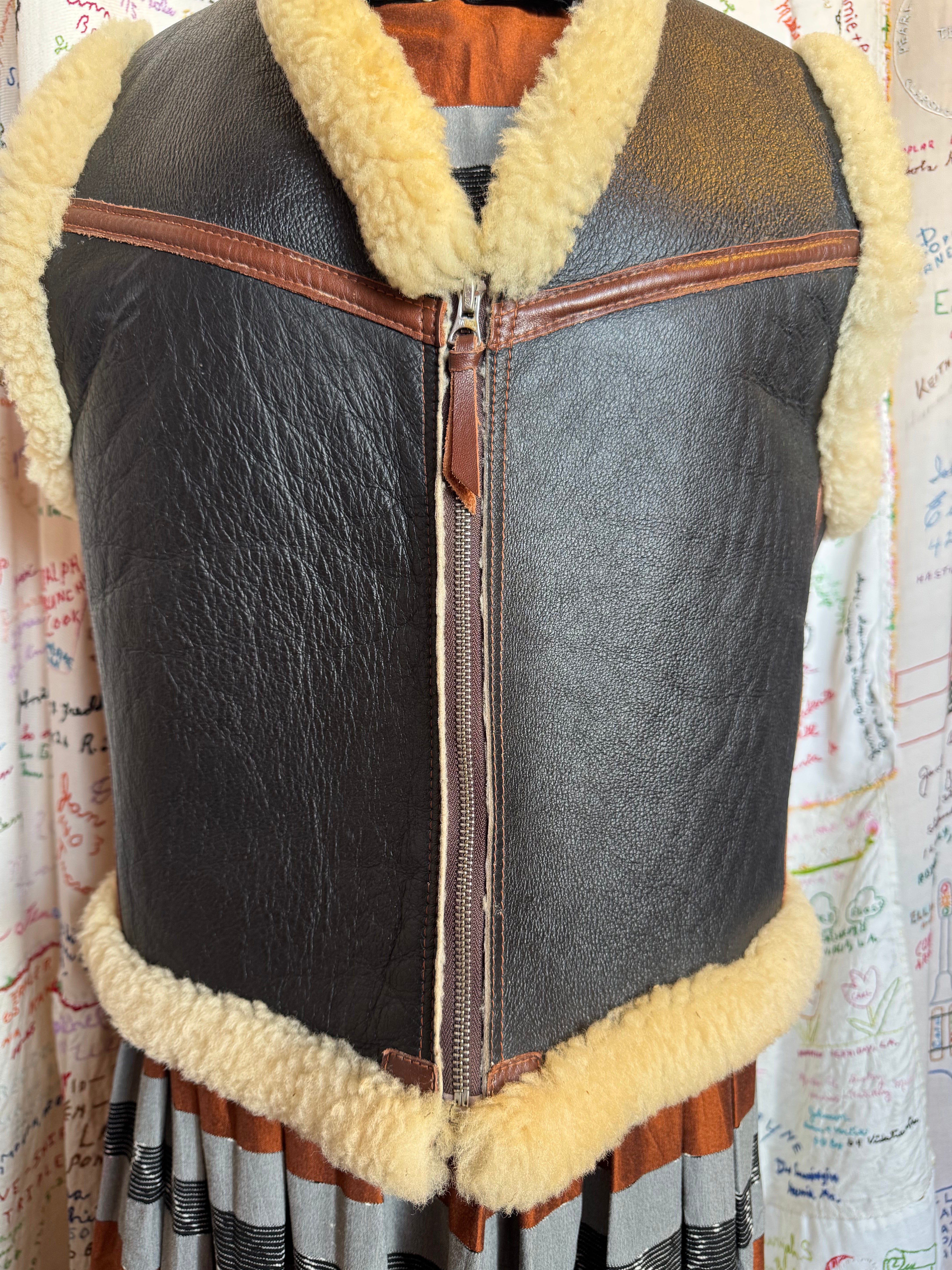 Flying Winter Leather and Shearling Vest