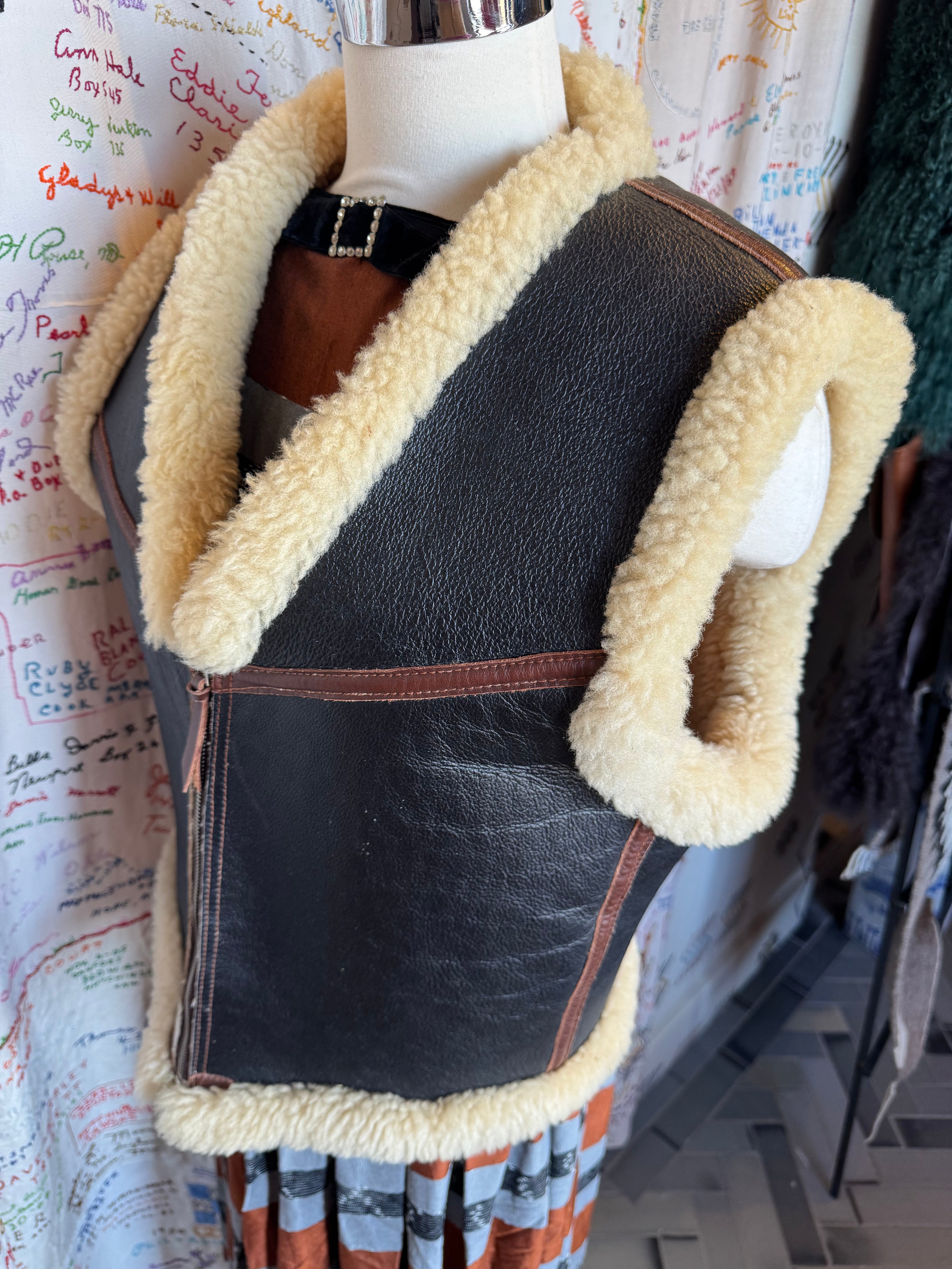 Flying Winter Leather and Shearling Vest