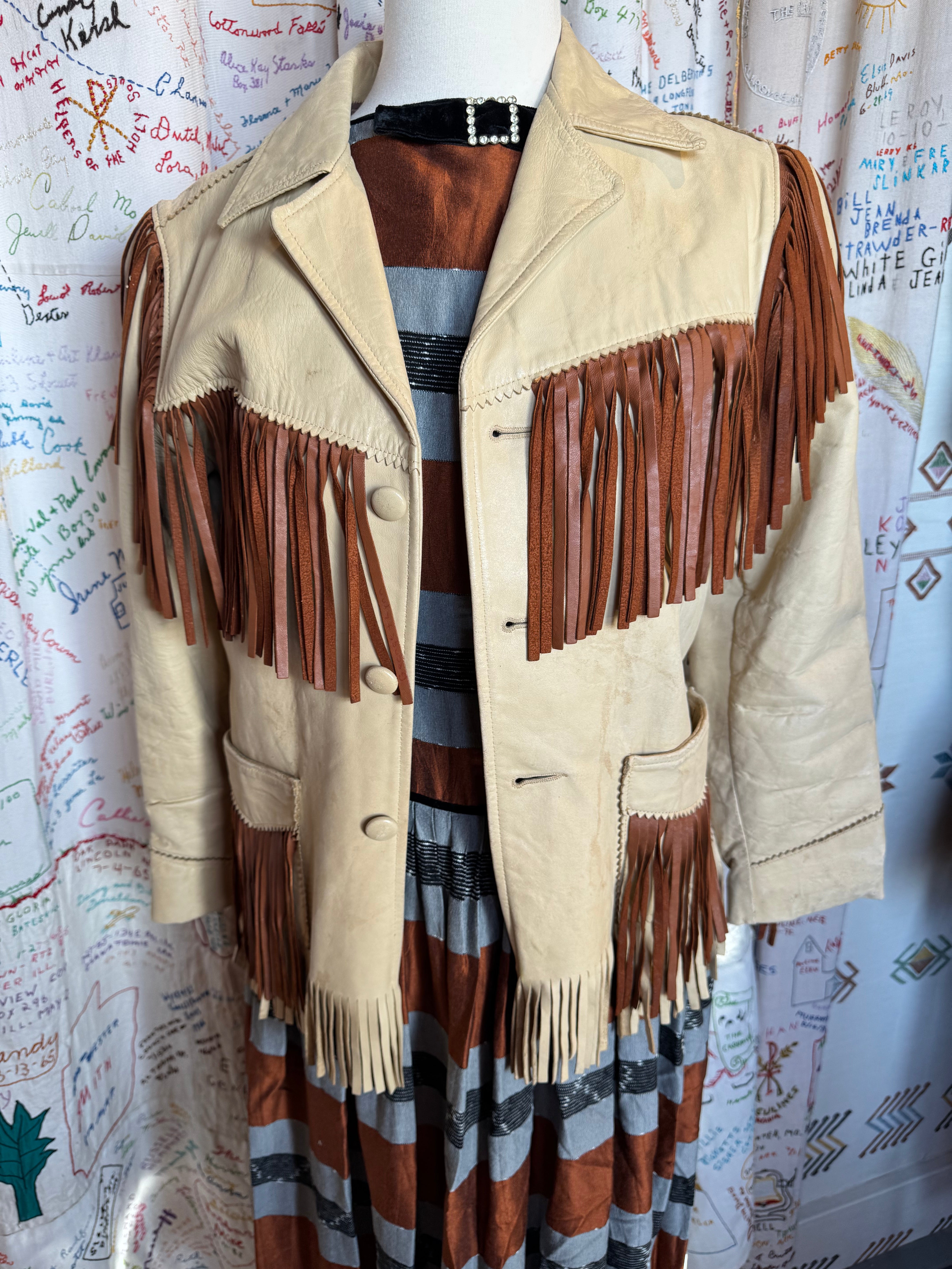 Jo-Kay Suedes Deerskin Leather Fringe Jacket