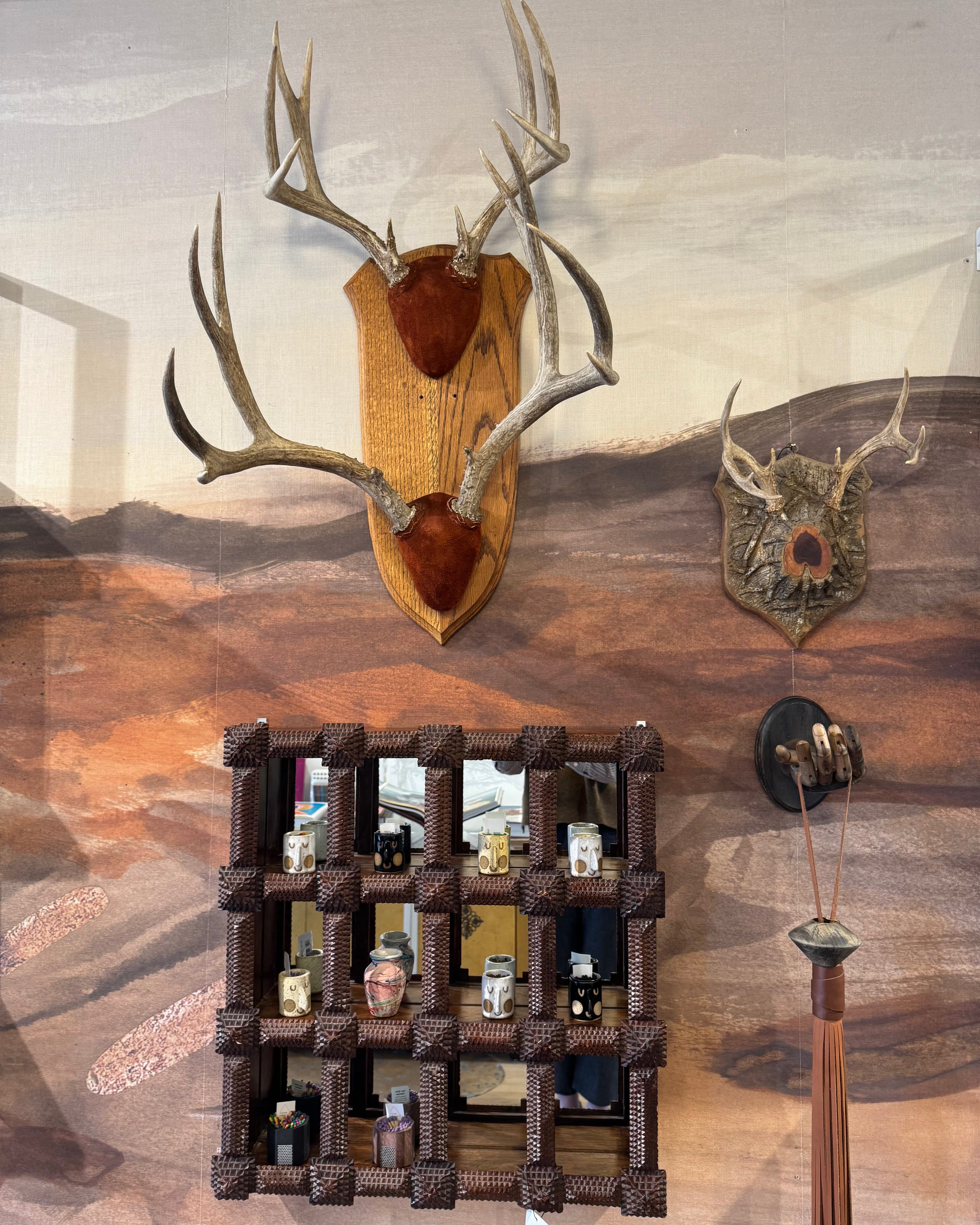 1940's Cabin Art Antler Mount