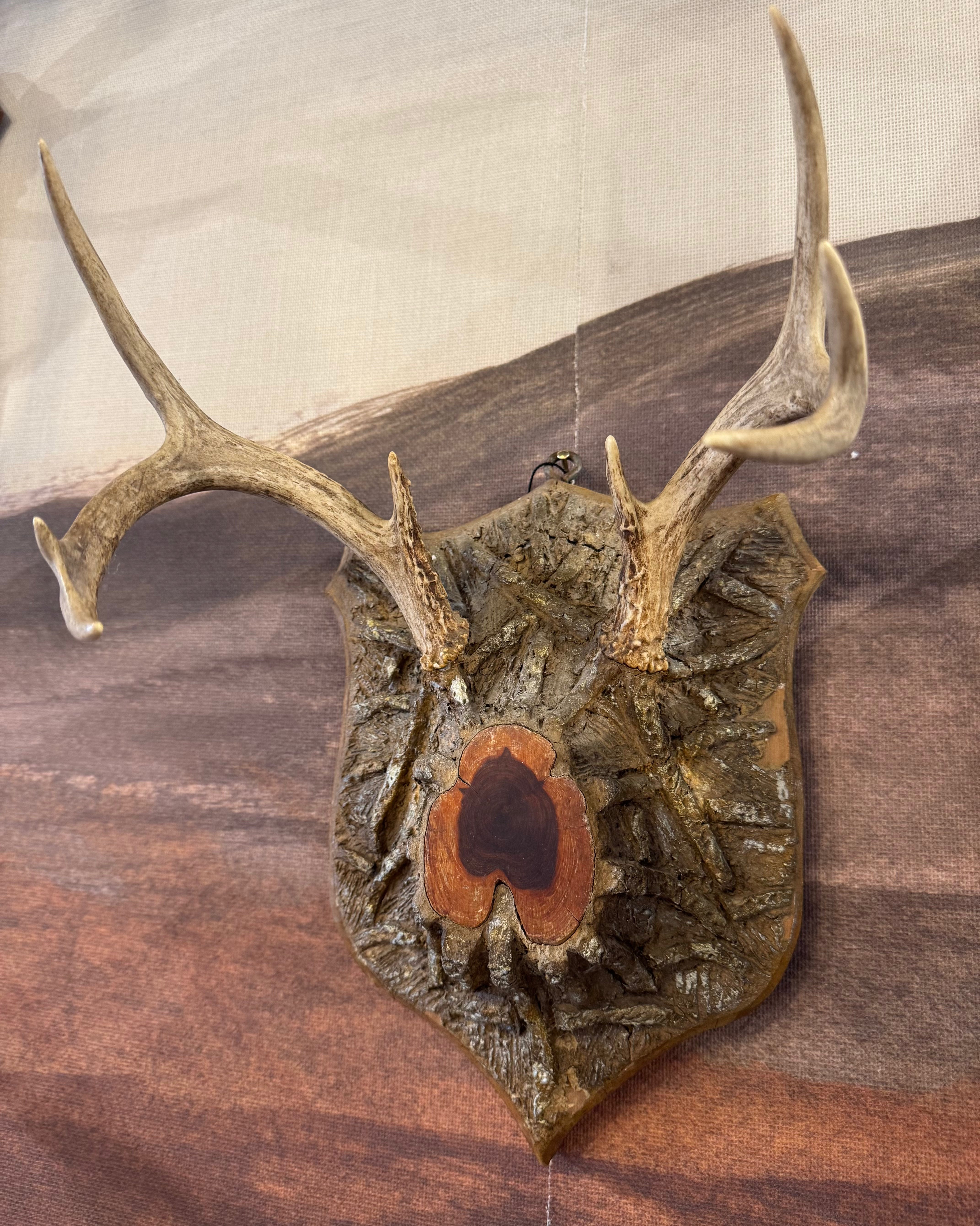 1940's Cabin Art Antler Mount