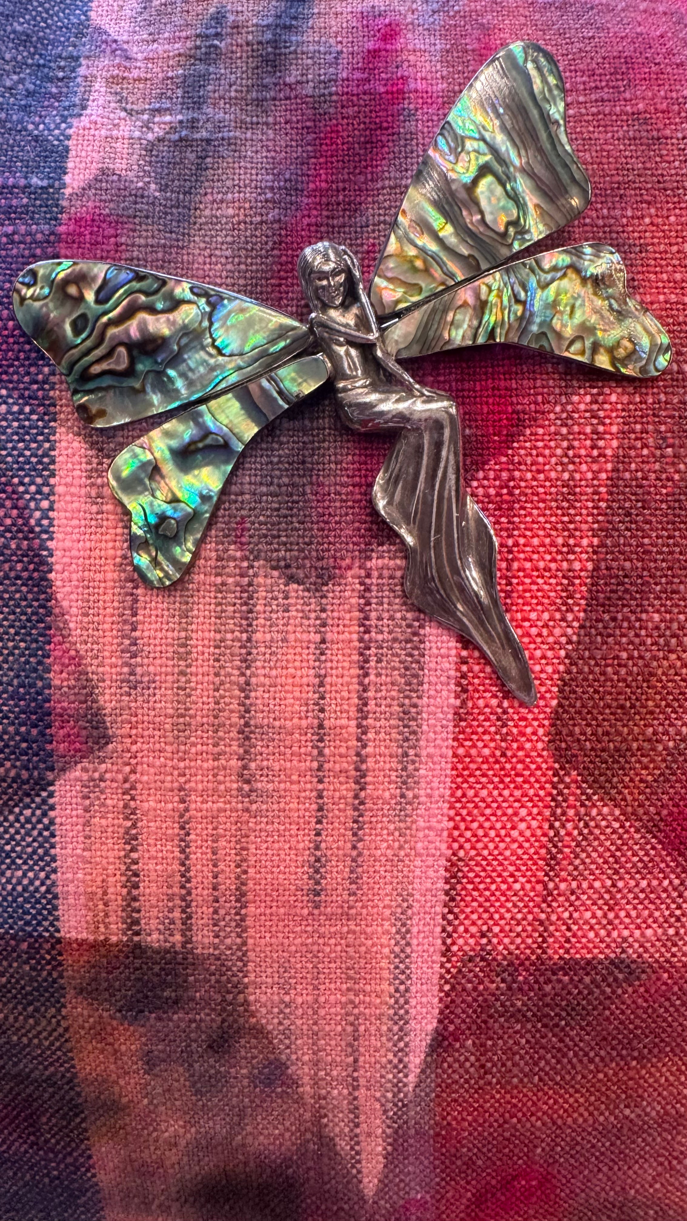 Abalone + Silver Fairy Pendant & Brooch