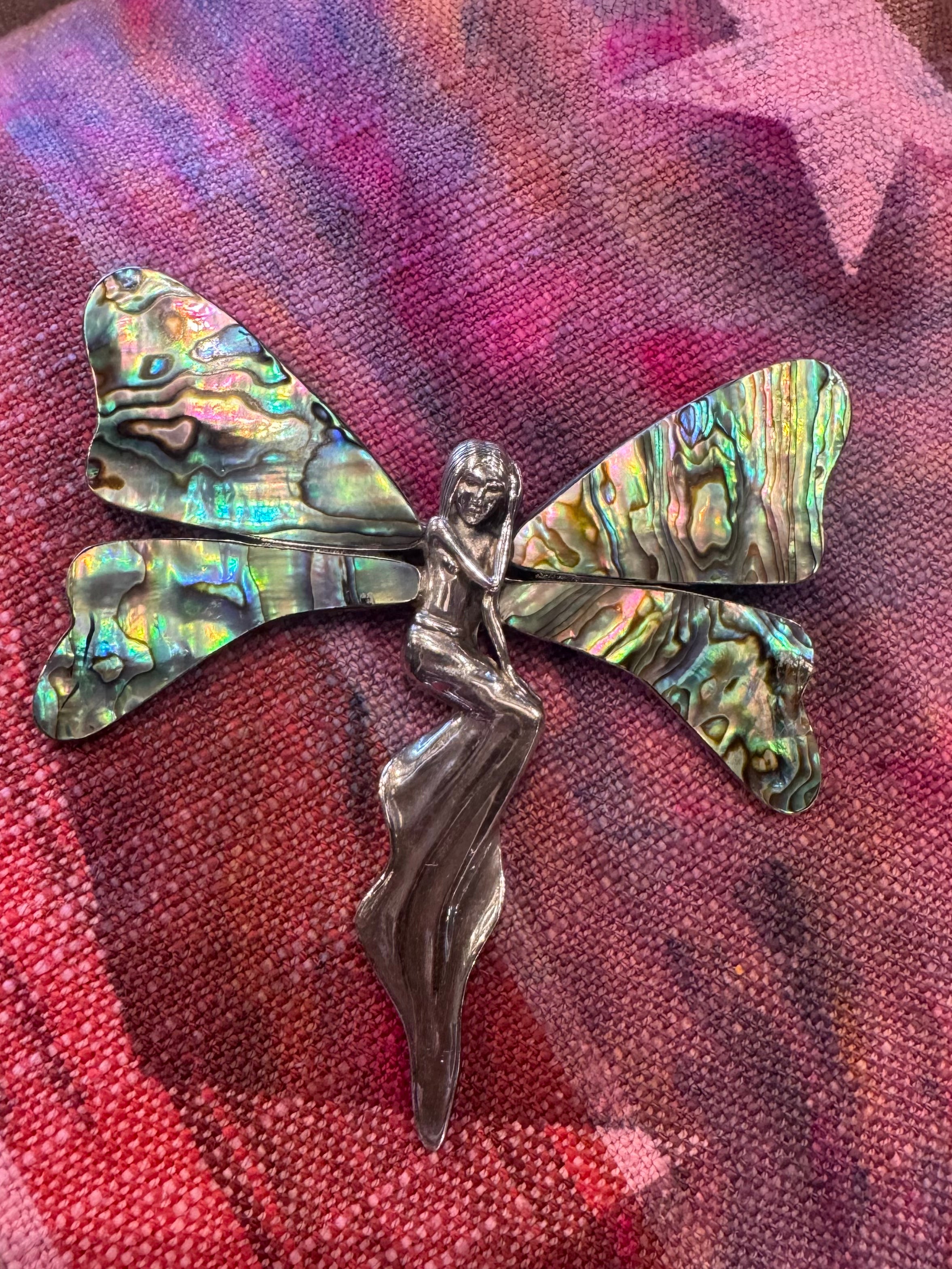 Abalone + Silver Fairy Pendant & Brooch