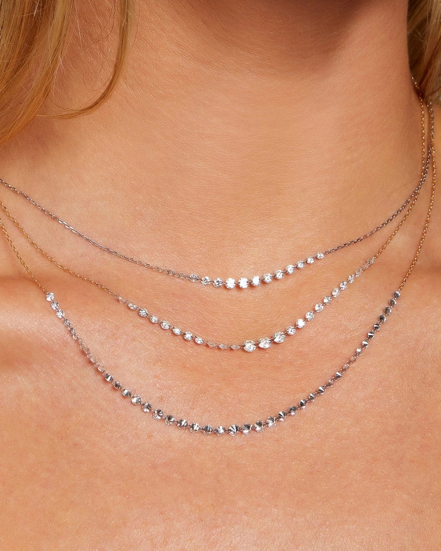 Sequenced Floating Diamond Necklace by Kai Linz