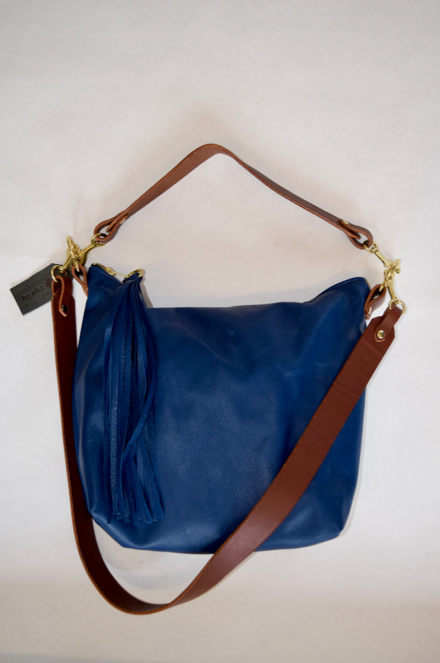 by elke Double Strap Leather Bag: Ink Blue