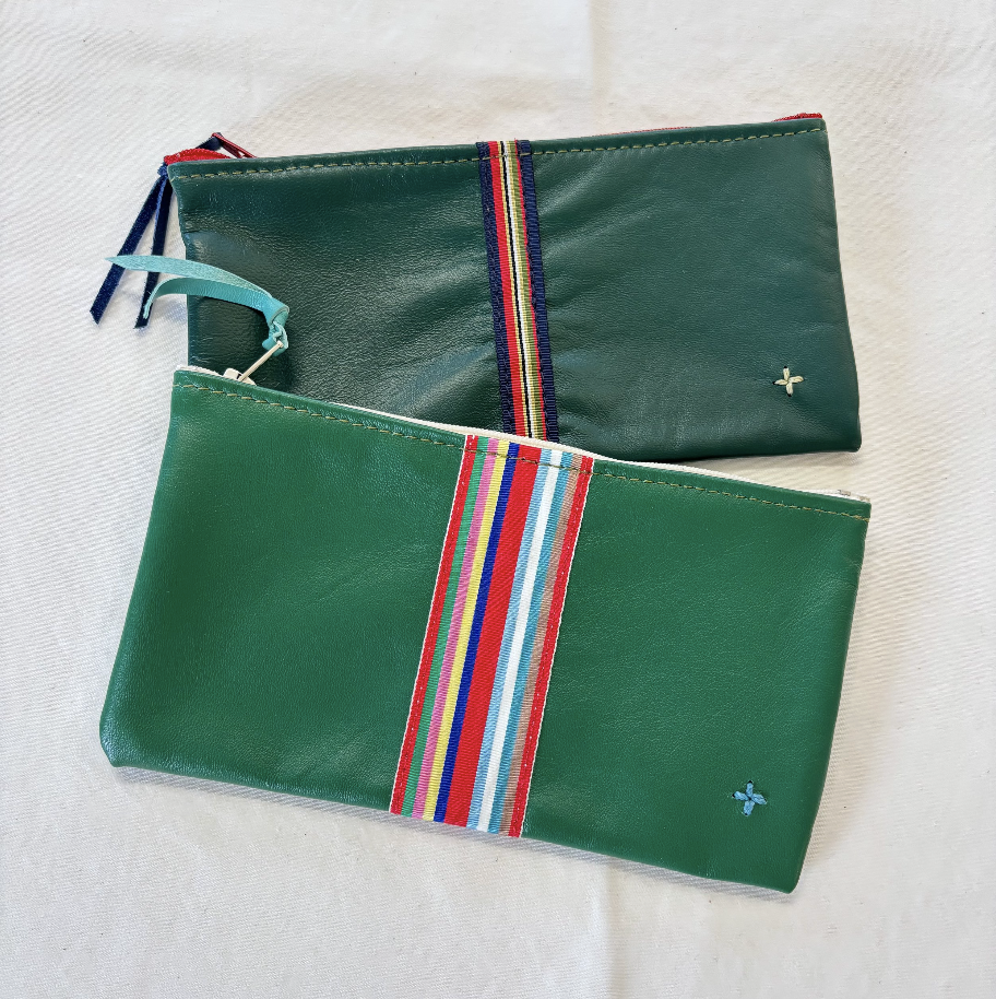 by elke Unlined Grosgrain Leather Pouch