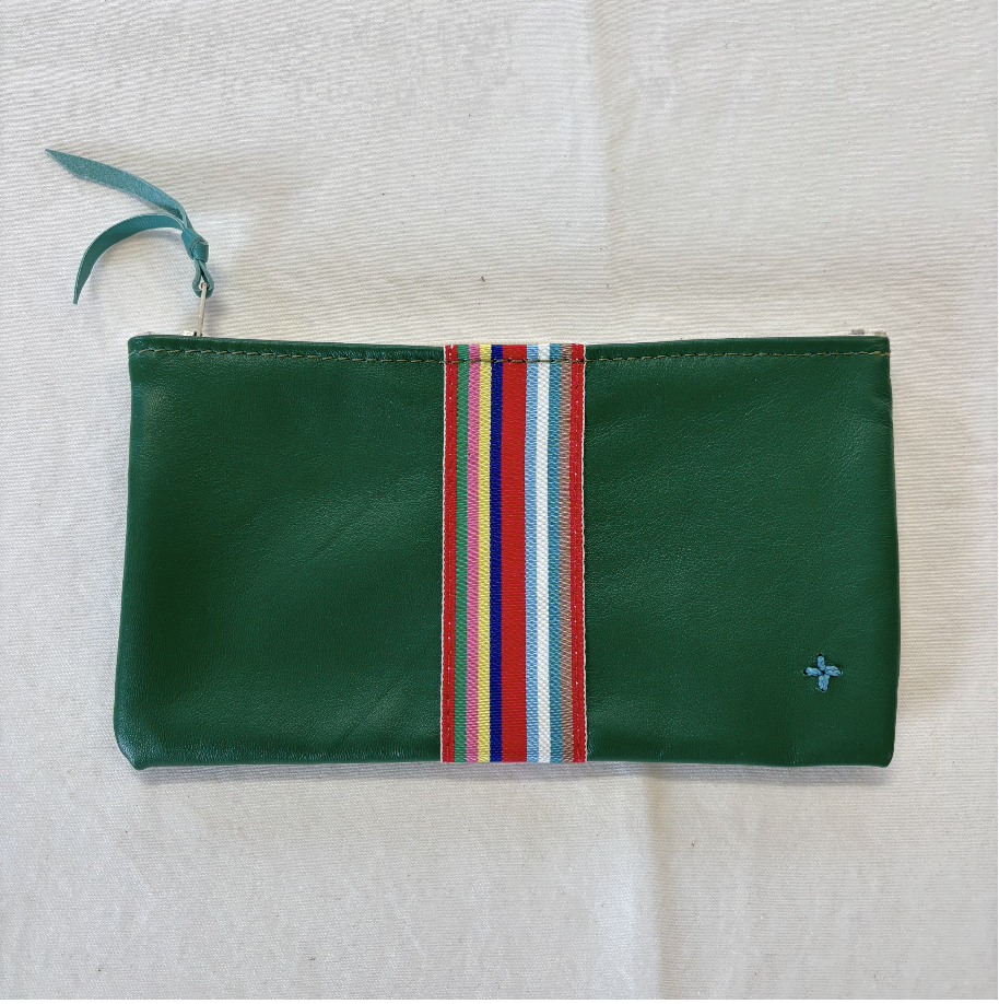 by elke Unlined Grosgrain Leather Pouch