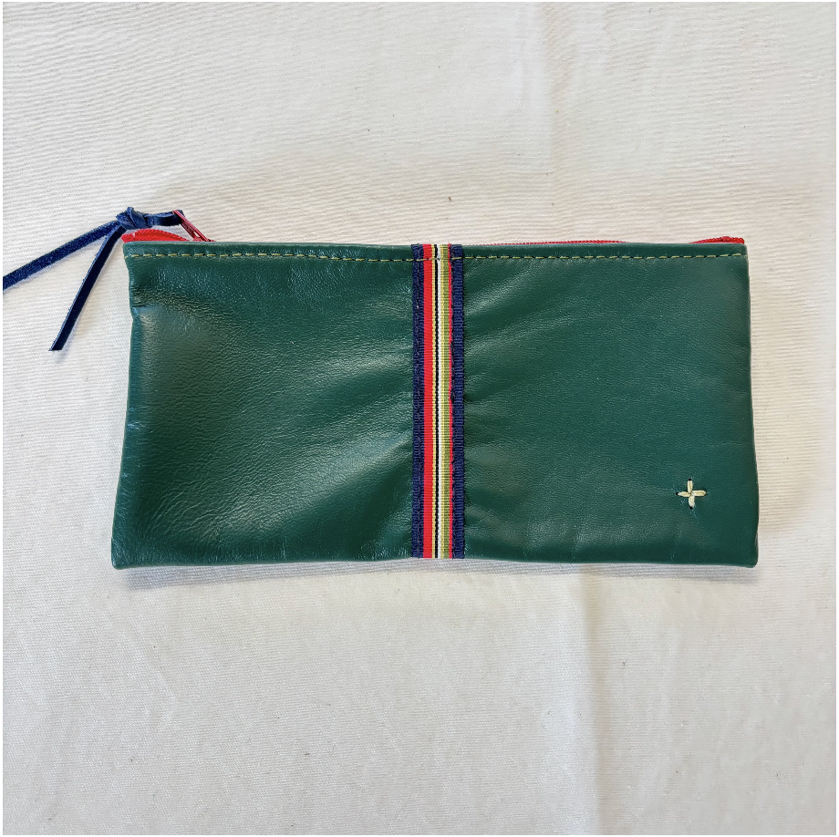 by elke Unlined Grosgrain Leather Pouch
