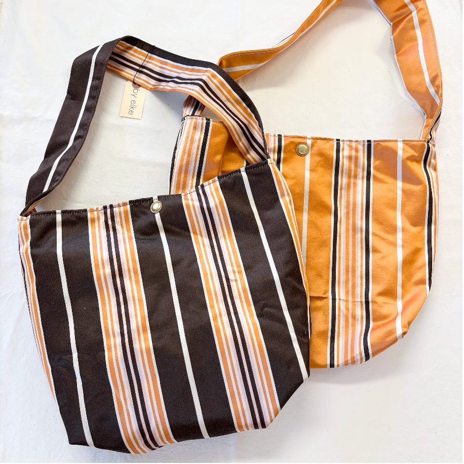 by elke Heavy Silk Striped Hobo
