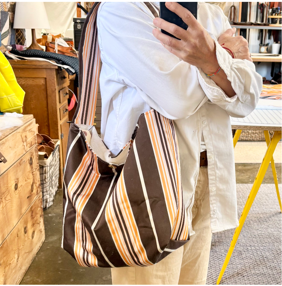 by elke Heavy Silk Striped Hobo