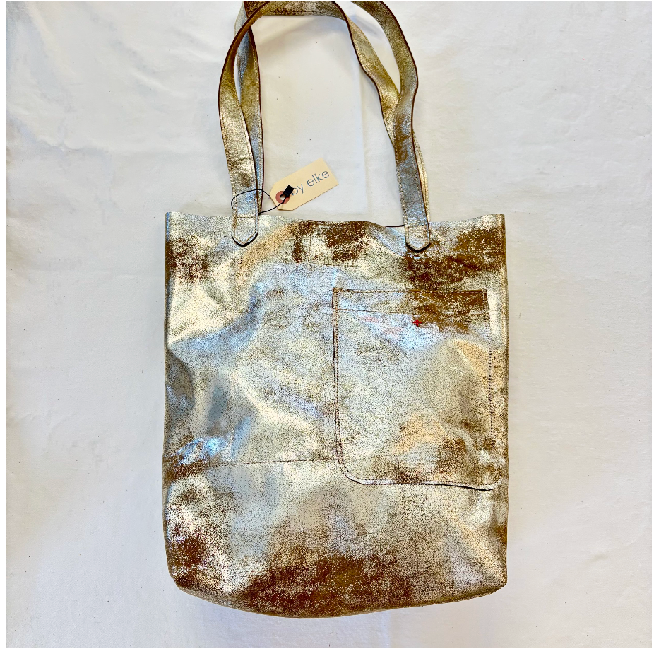 by elke Distressed Metallic Medium Tote