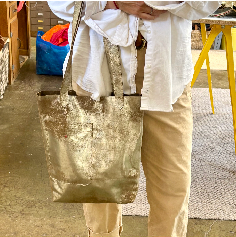 by elke Distressed Metallic Medium Tote