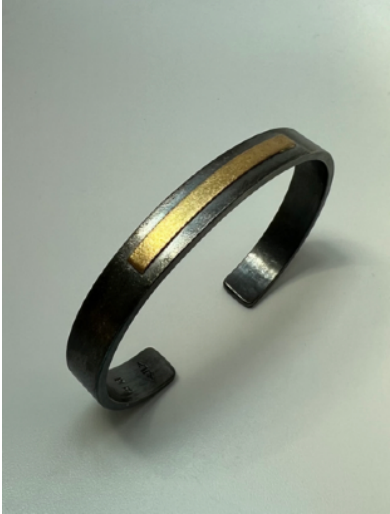 Chrysos Wide Bar Cuff Sterling Silver & 18K by Jennifer Letter Design