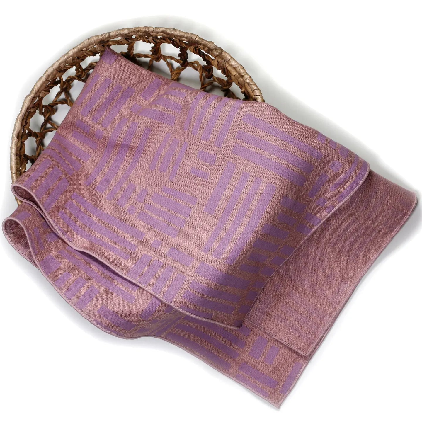 Maze Linen Tea Towel-Amethyst