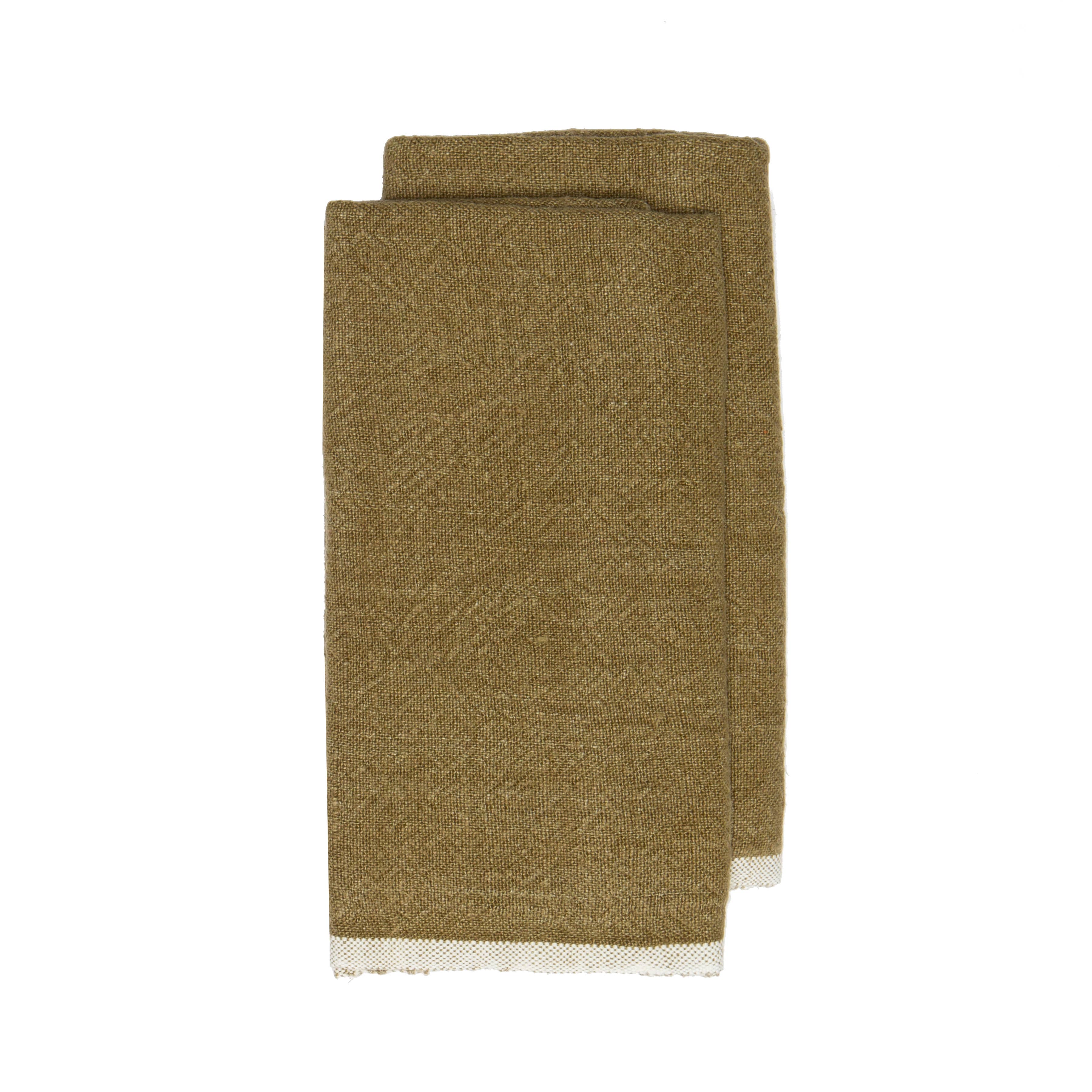 Chunky Linen Forest Green Towels - Set of 2
