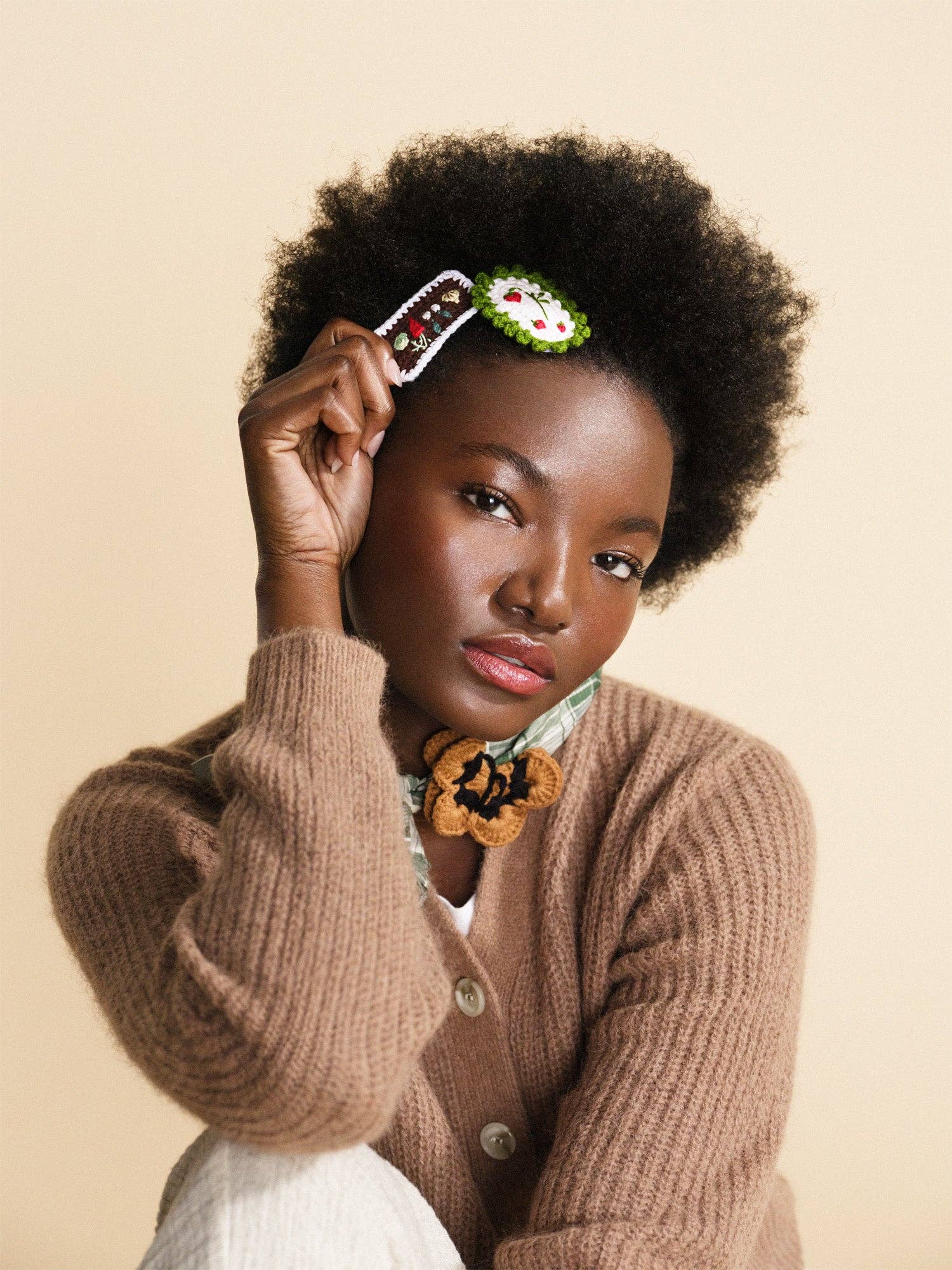 Strawberry Fields Crochet Hair Clips by Hansel from Basel