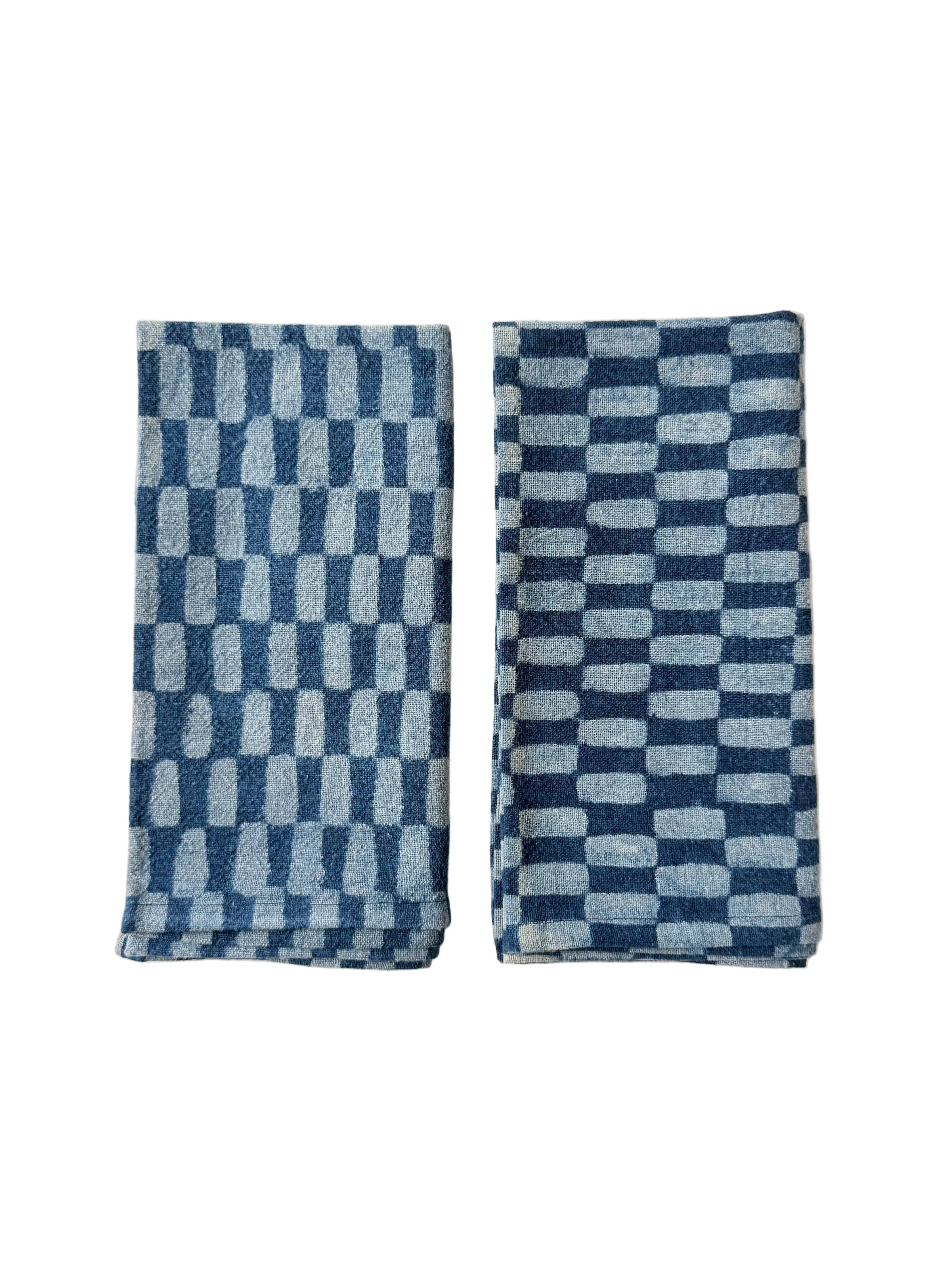 Indigo Petit Rectangle Napkins by Happy French Gang: Set of 2