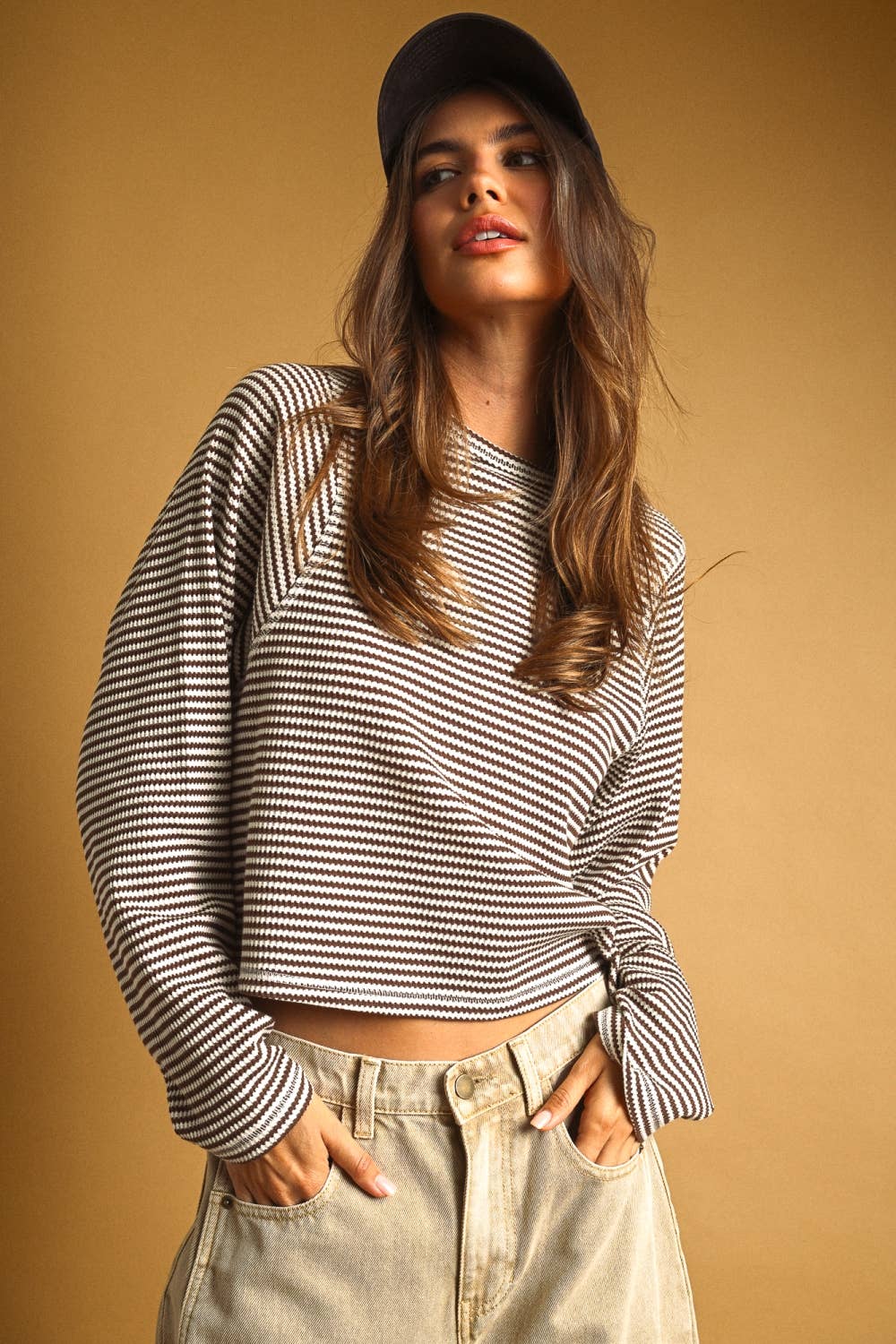 STRIPED WAFFLE LONG SLEEVE
