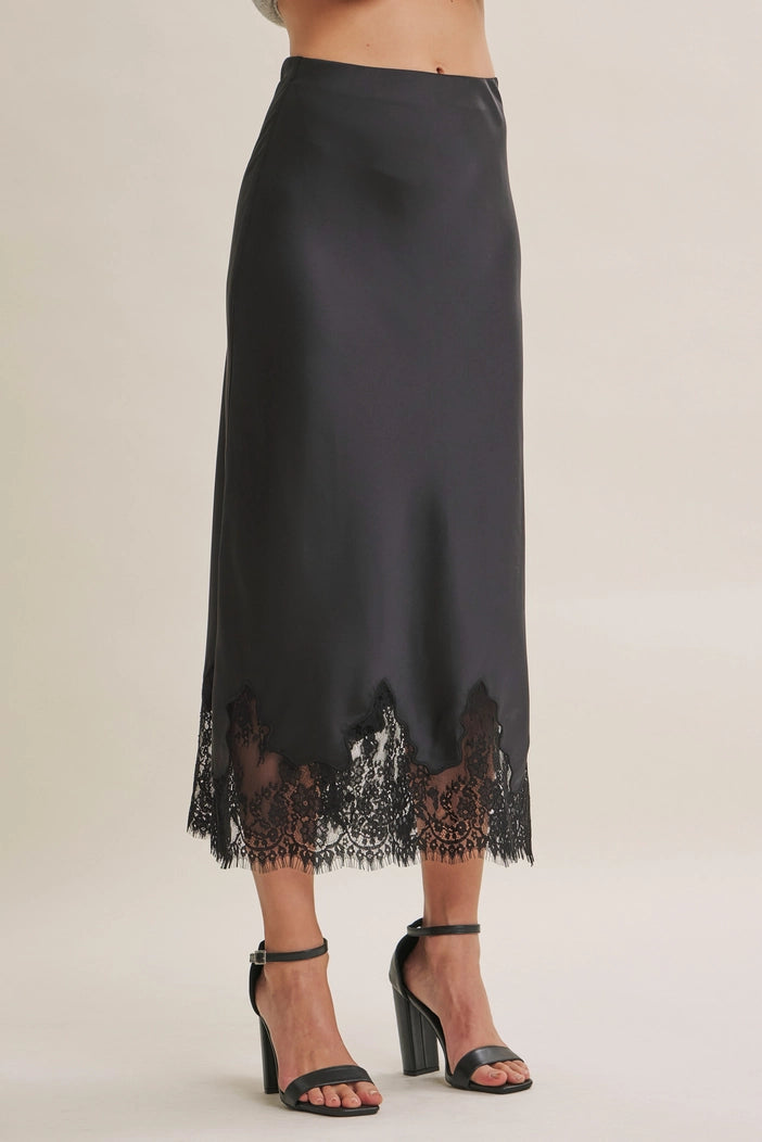 French Lace Satin Skirt