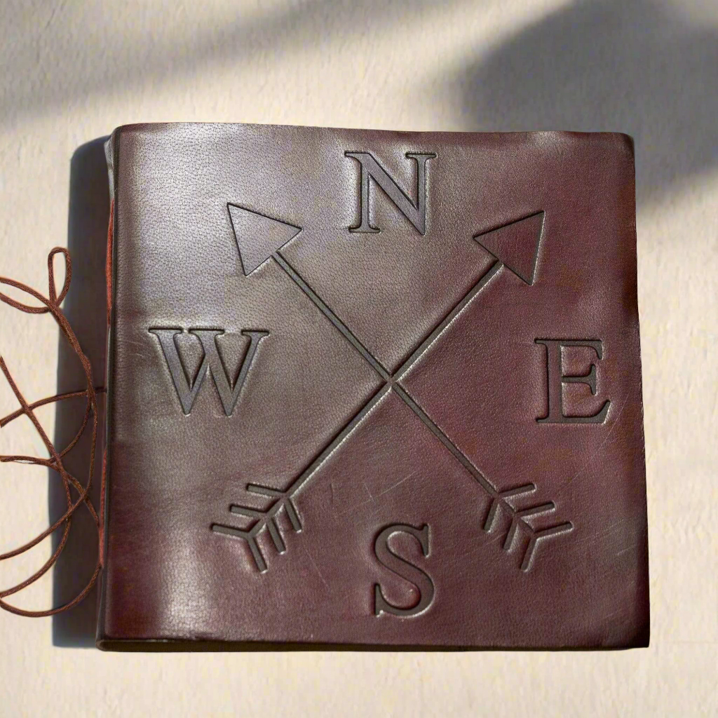 Embossed Compass Leather Journal