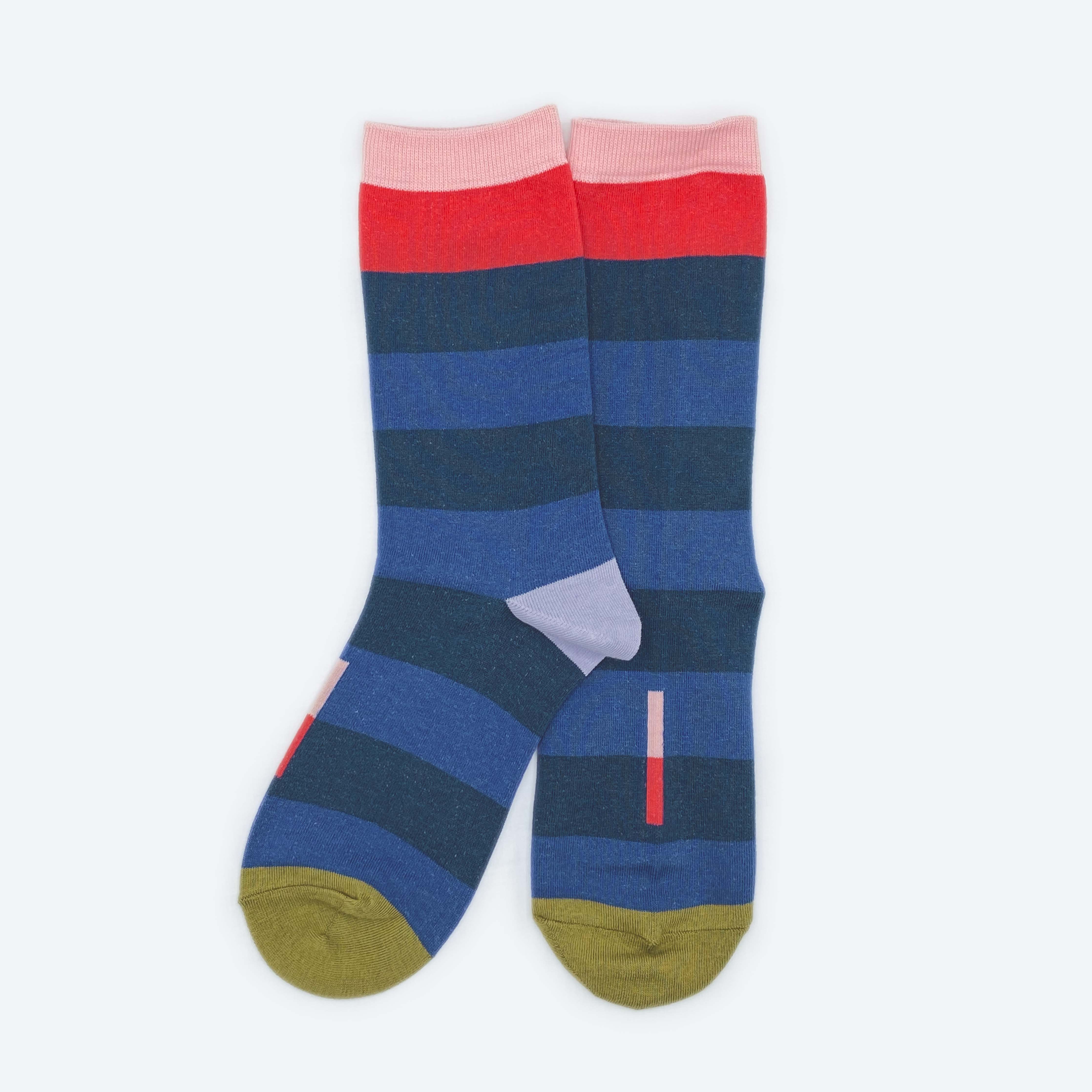Fillmore Blue Striped Socks by Hooray Sock Co.
