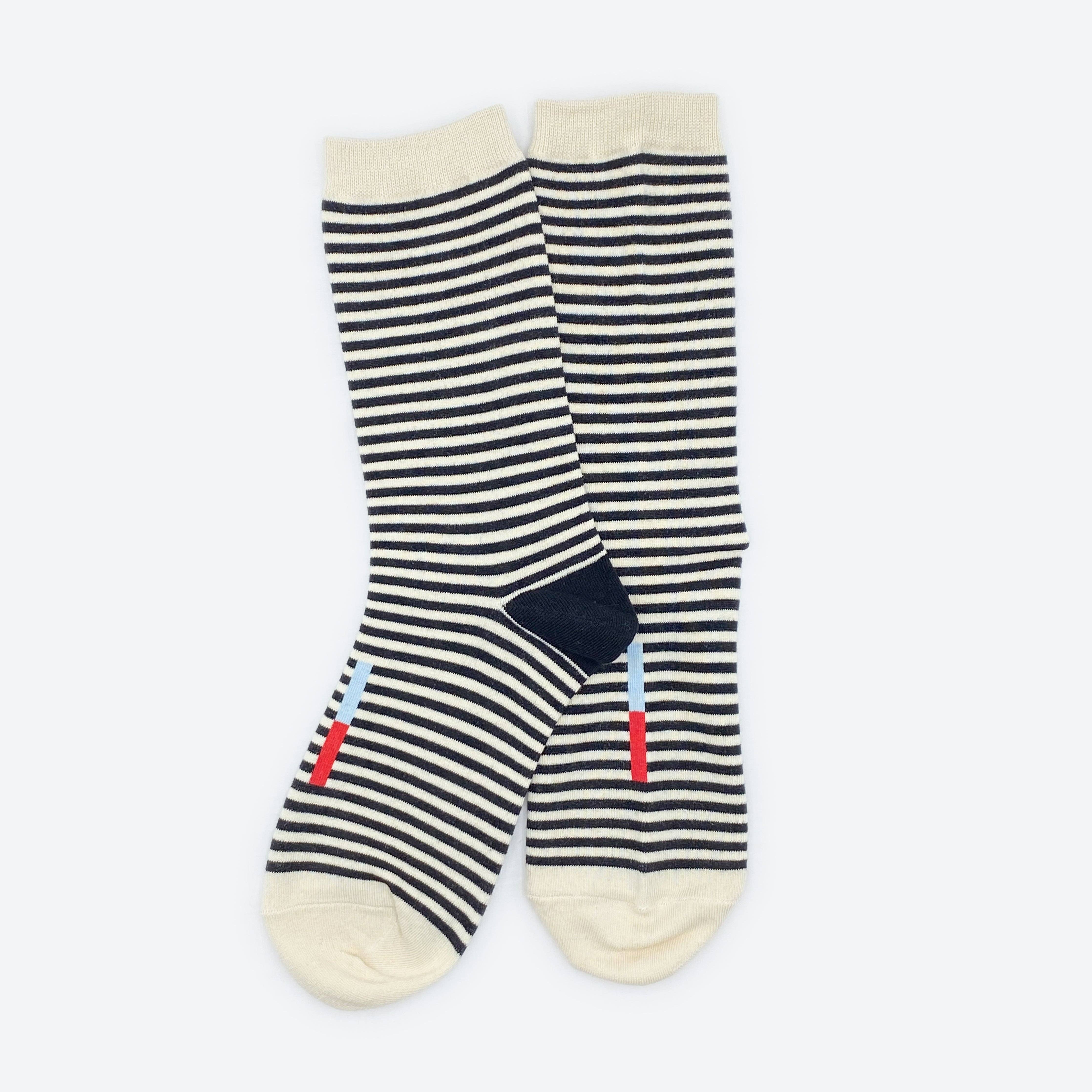 Cole Black & White Striped Socks by Hooray Sock Co.