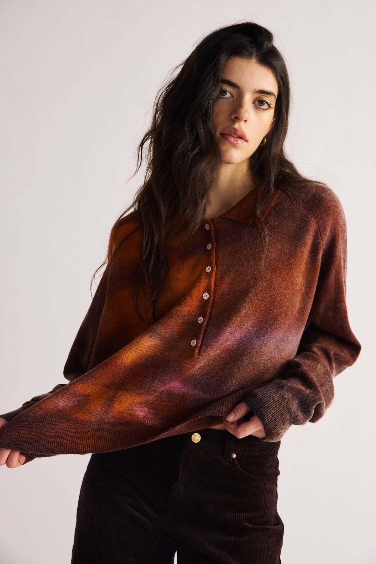 Hand-Dyed Cashmere Polo Sweater by Riverside Tool & Dye