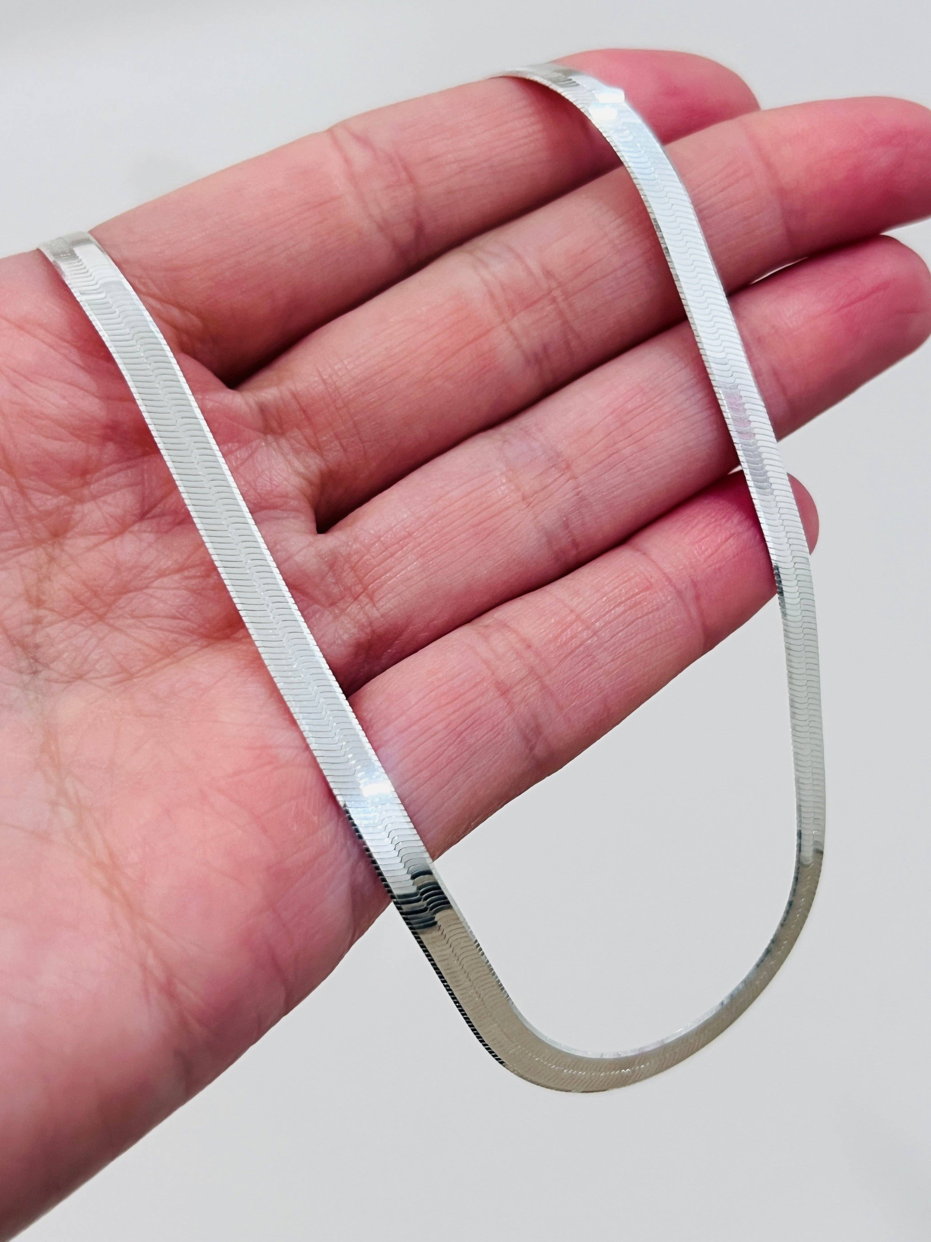 Herringbone 4mm Sterling Silver Necklace