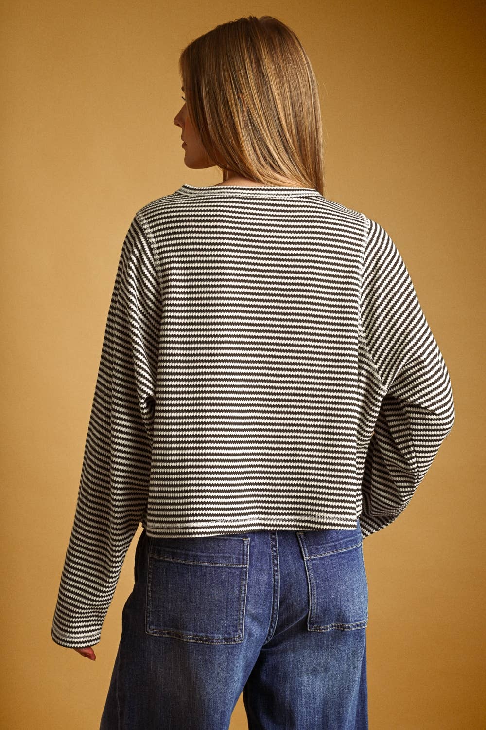 STRIPED WAFFLE LONG SLEEVE