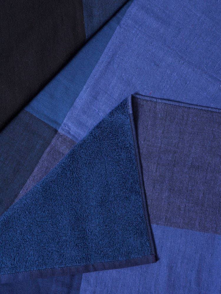 Chambray Block Towel - Blue/Black