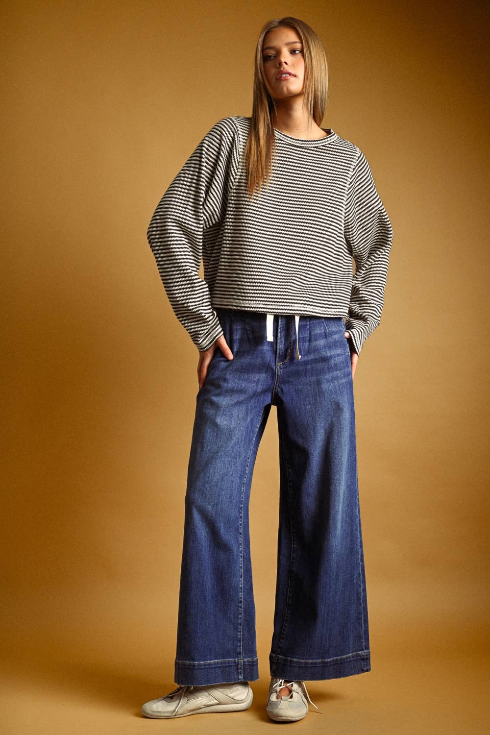 STRIPED WAFFLE LONG SLEEVE